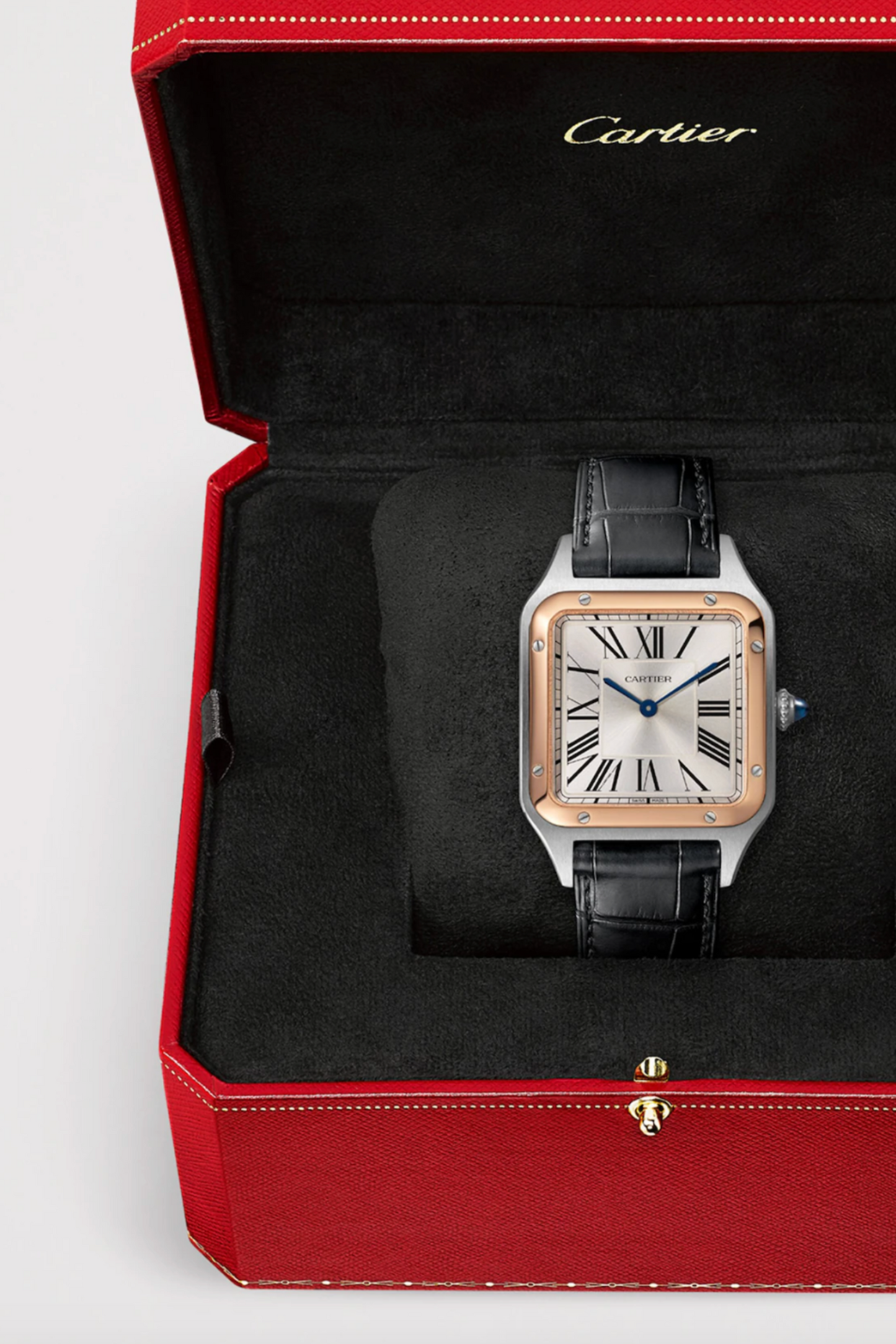 Large Rose Gold and Sapphire Santos-Dumont Watch 31.4mm