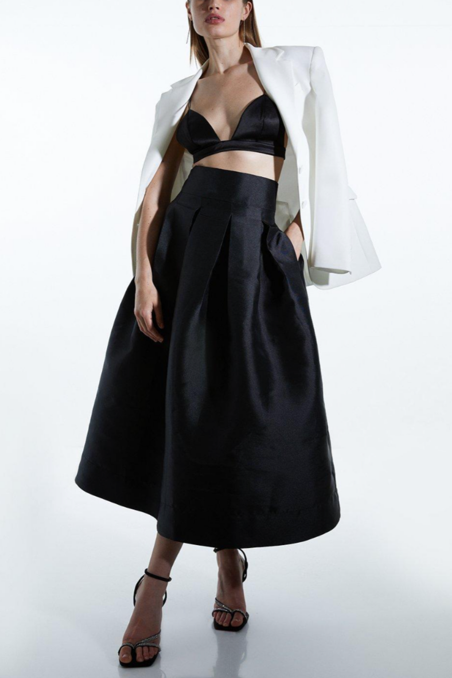 Twill Woven Prom Maxi Skirt