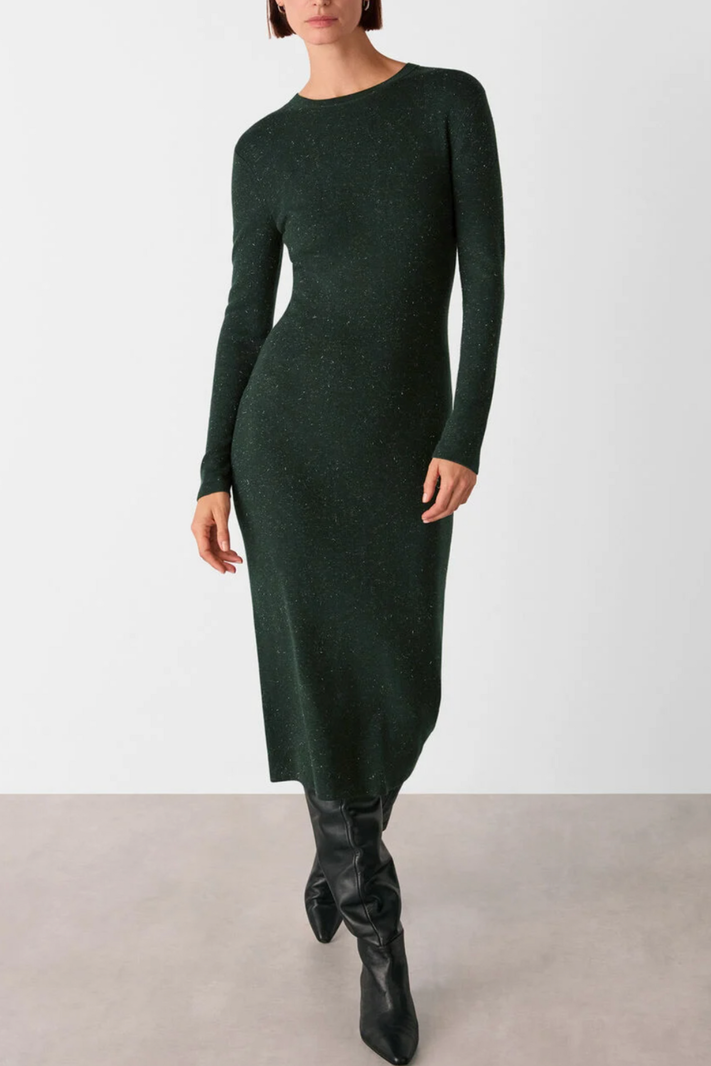 Dark Green Annie Sparkle Knit Dress