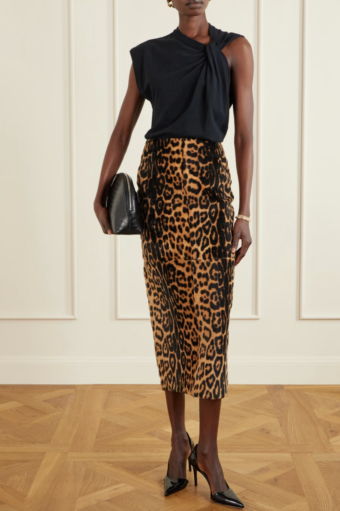 Elyse Leopard-print Shearling Skirt