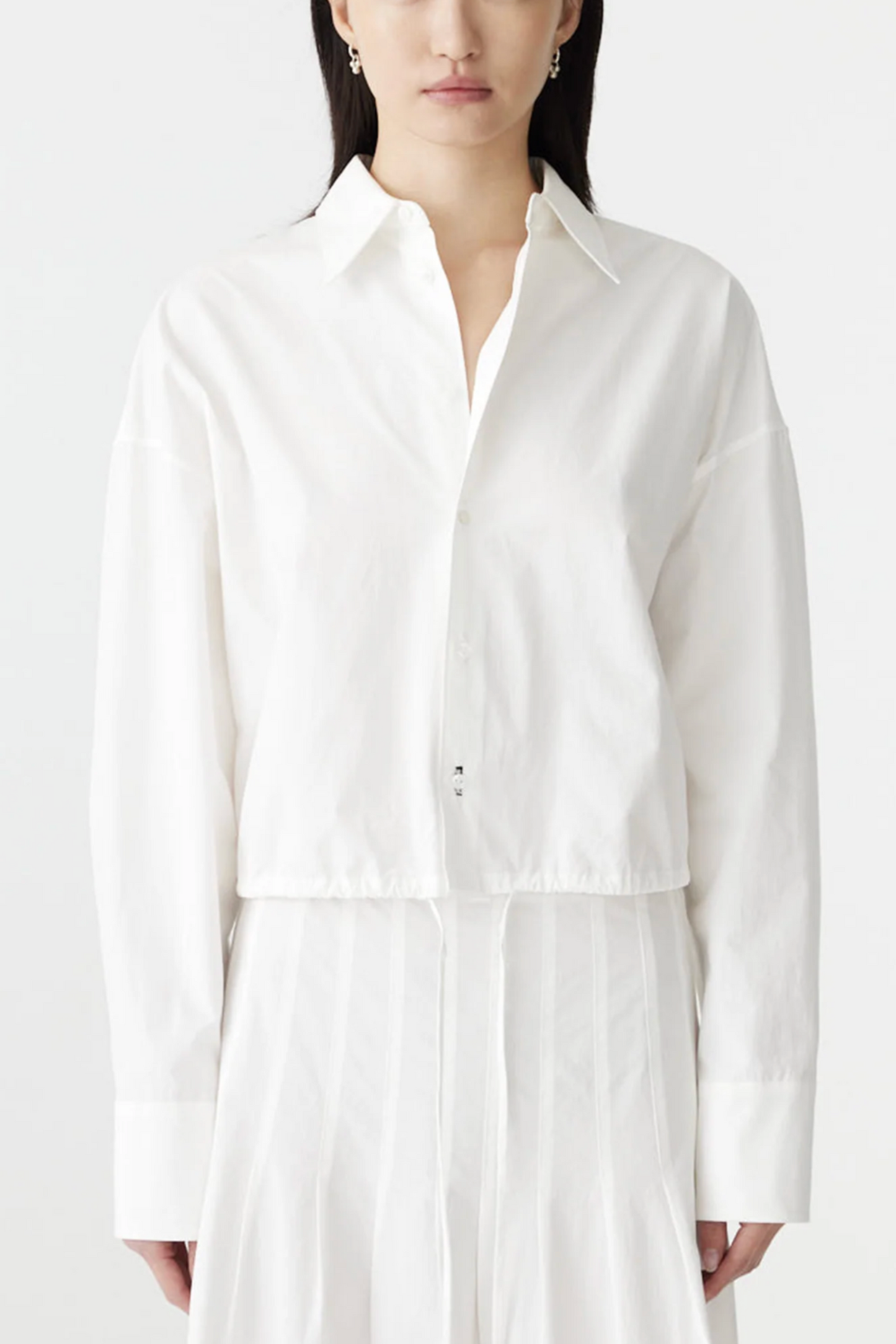 Crushed Cotton Gathered Shirt