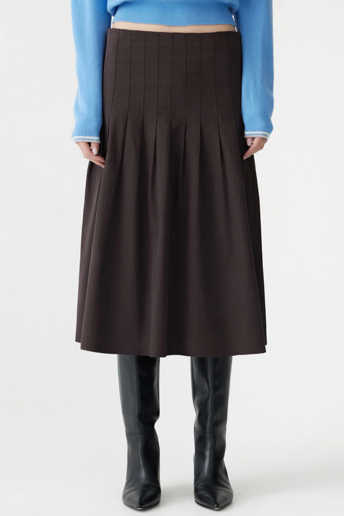 Crushed Cotton Pleated Skirt