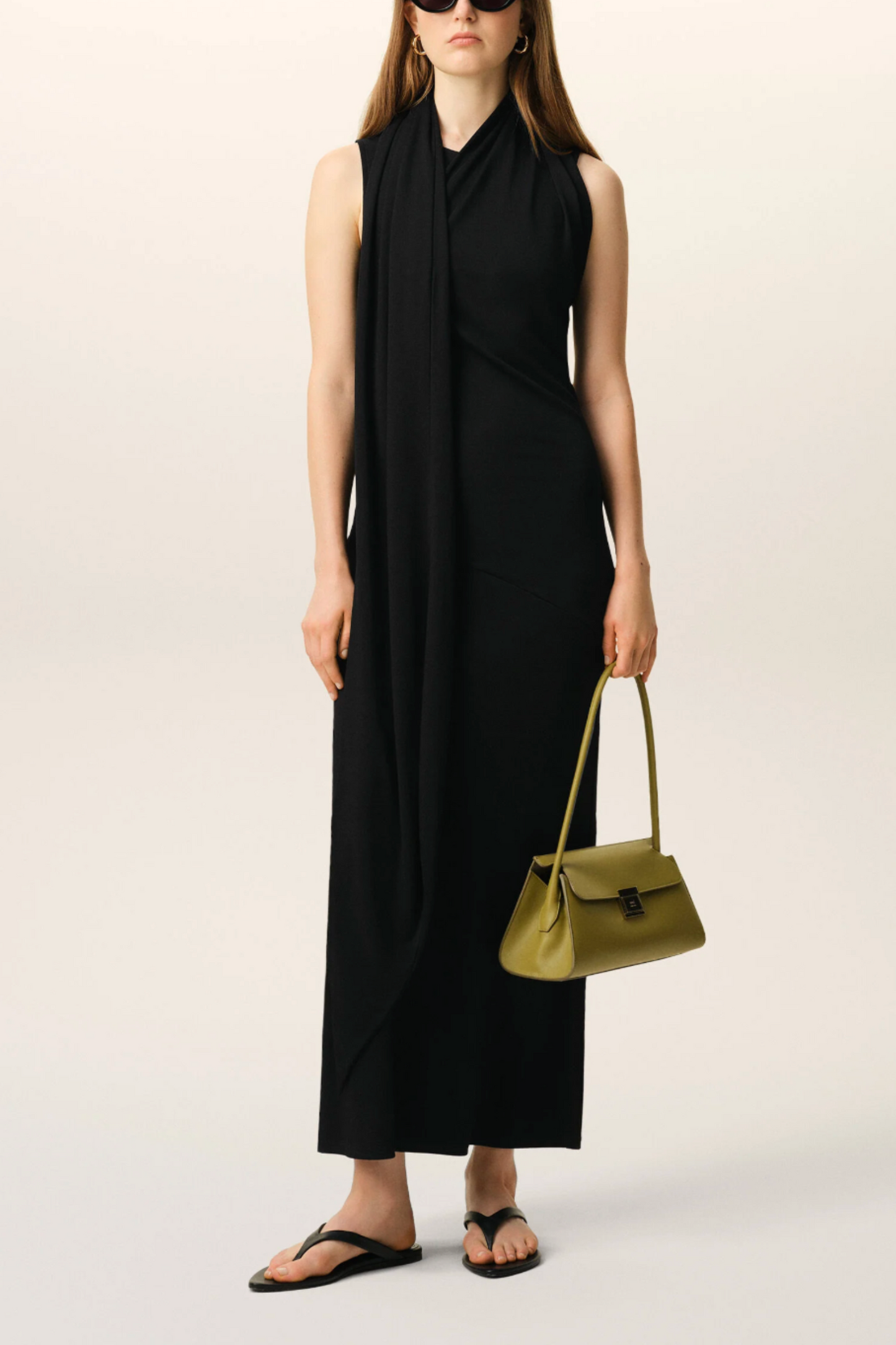 Black Jersey Lavaliere Dress