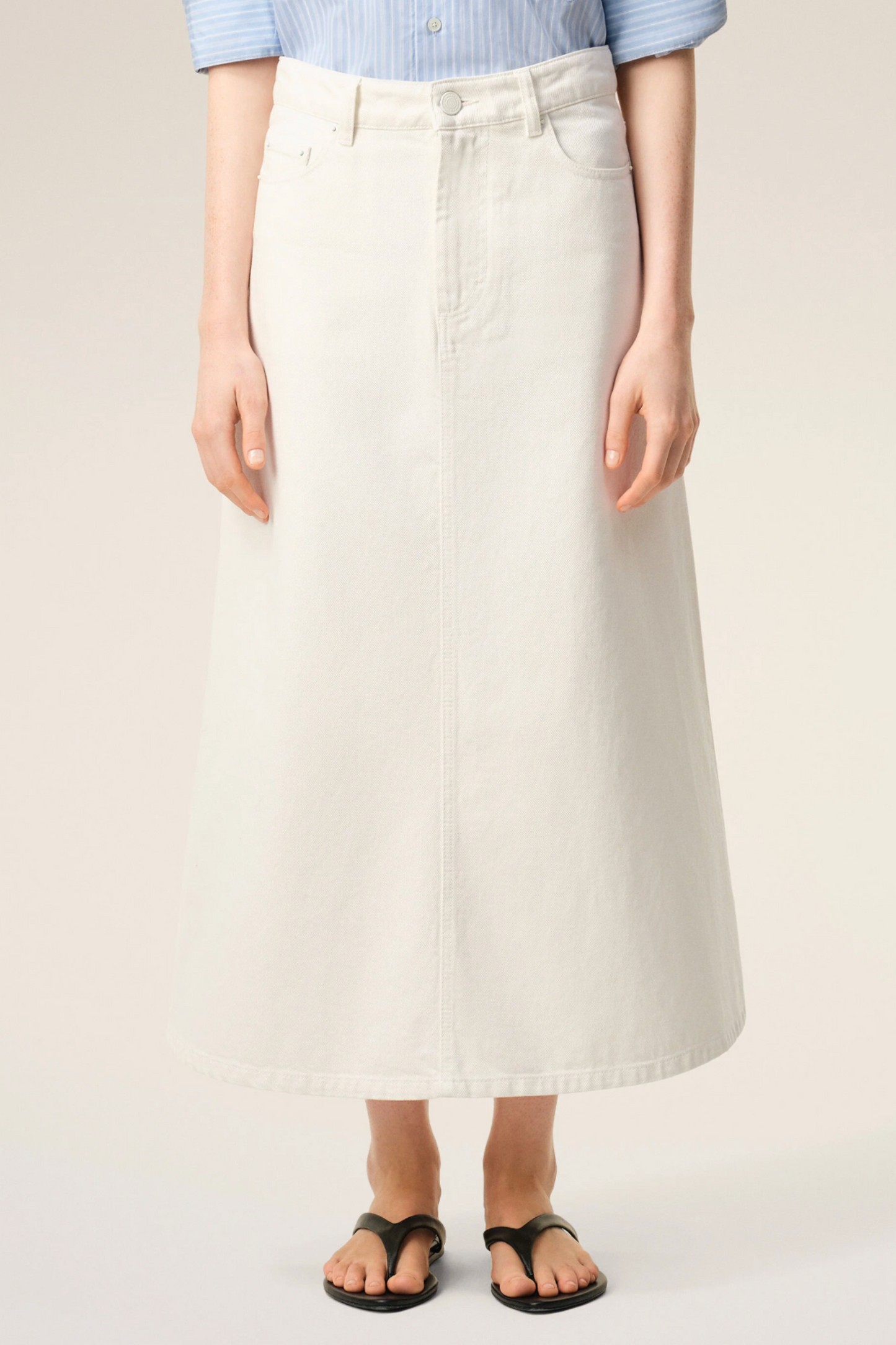 White Cotton Long Skirt