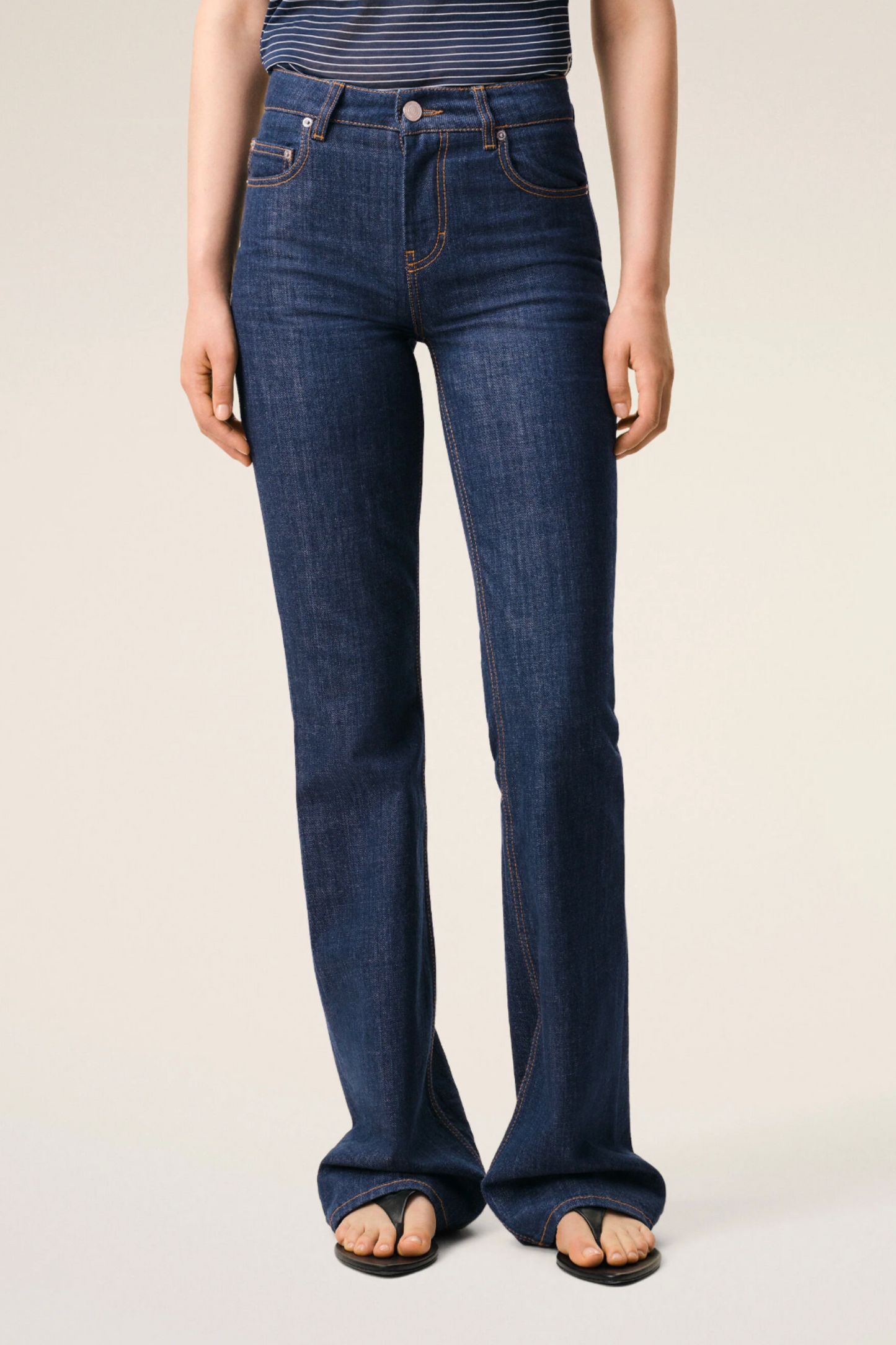 Blue Cotton Boot Cut Fit Jeans