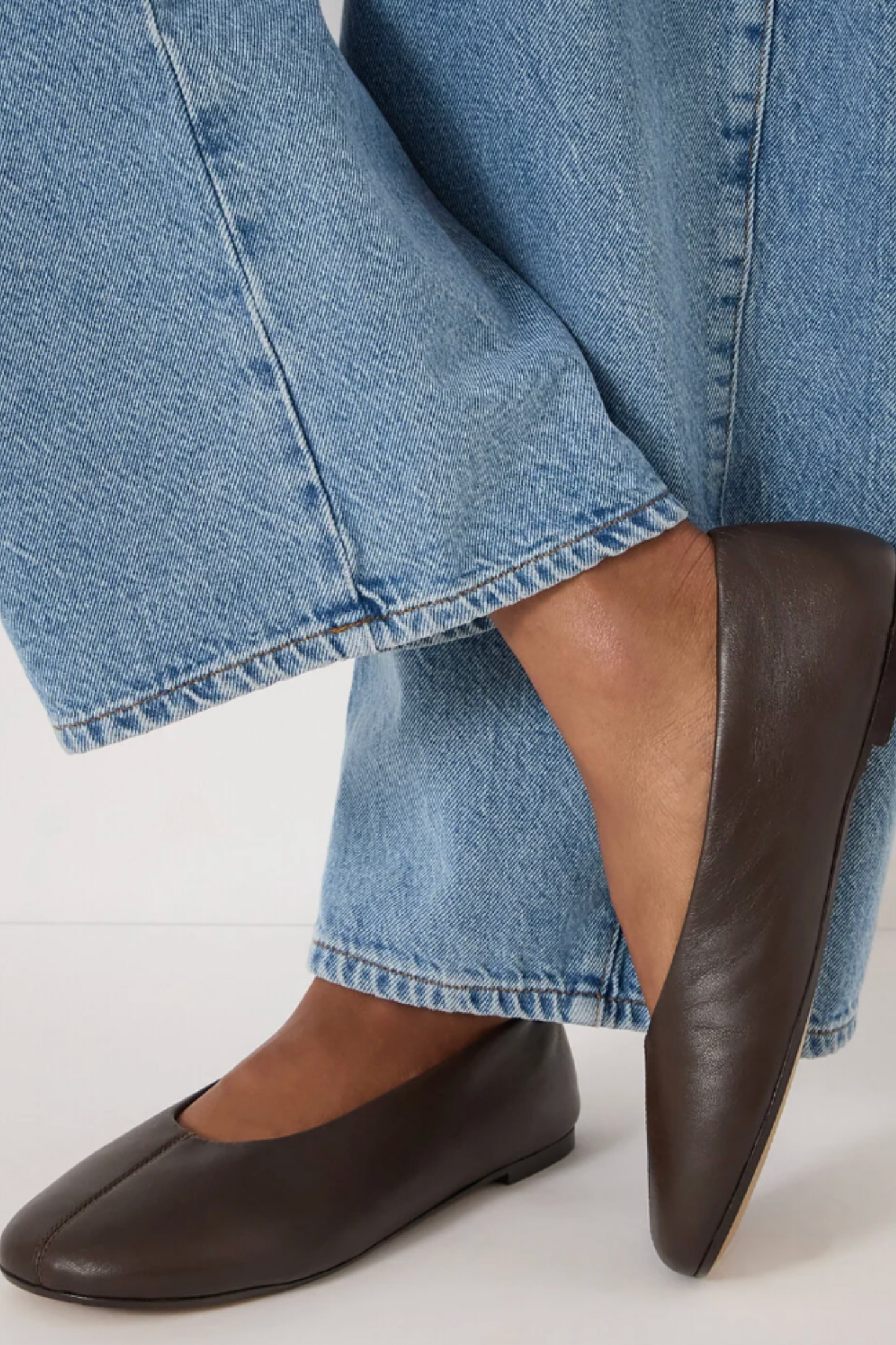 Bertie Round Toe Leather Ballet Flats