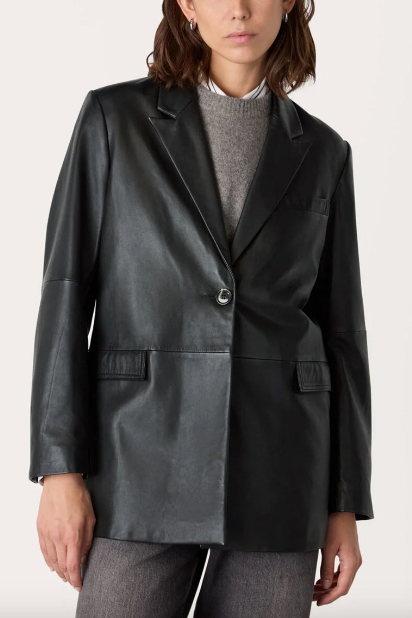 Black Stina Leather Blazer