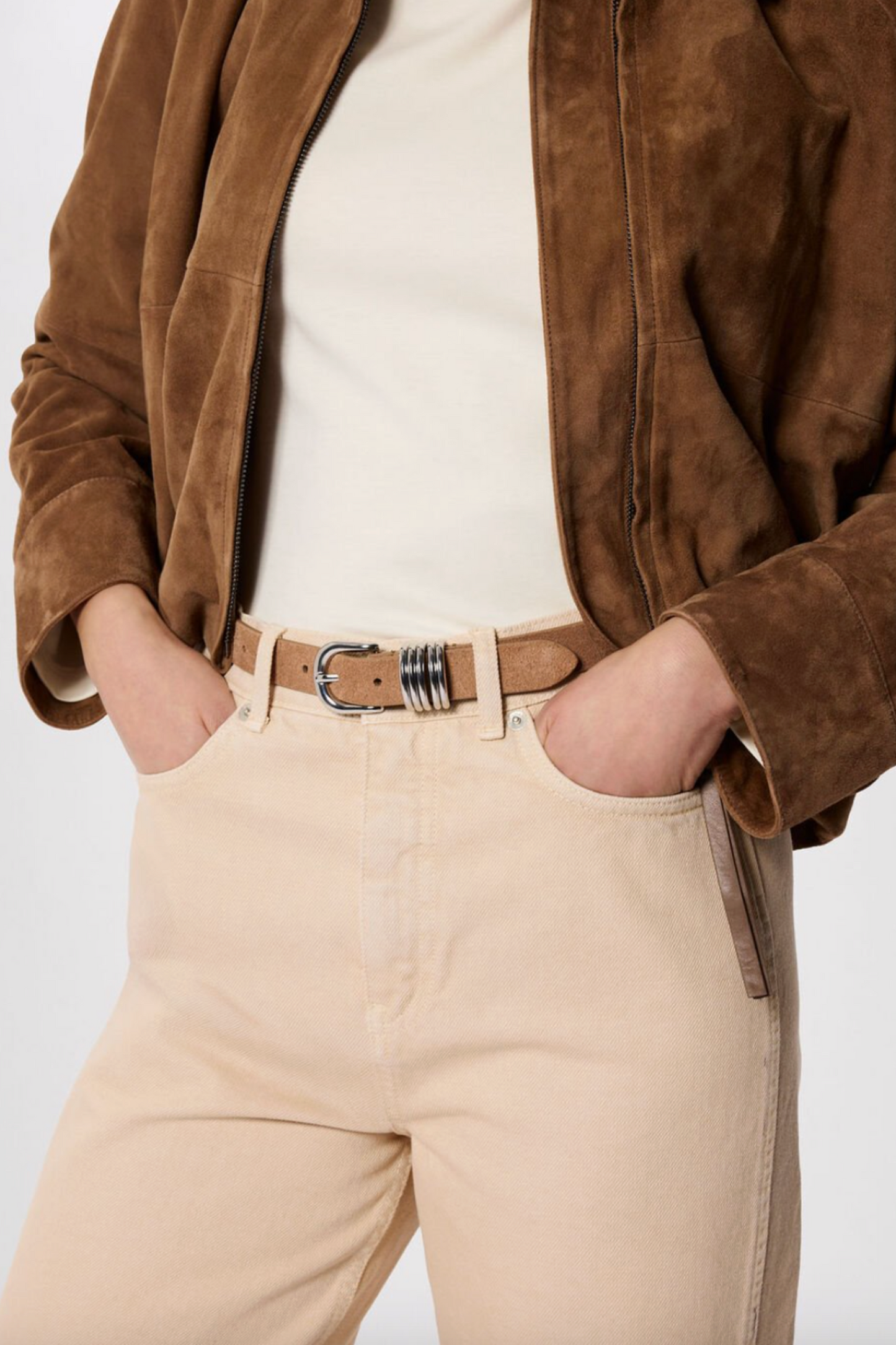 Taupe Suede Multi-ring Belt