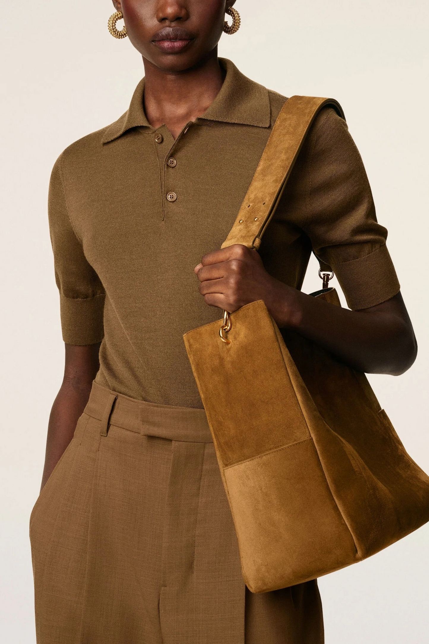 Brown Smooth Leather Carrousel Bucket Bag