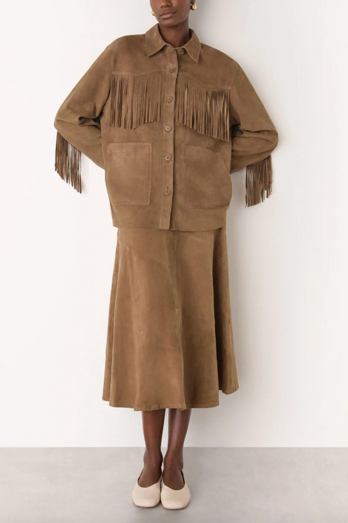 Taupe Tassel Suede Jacket