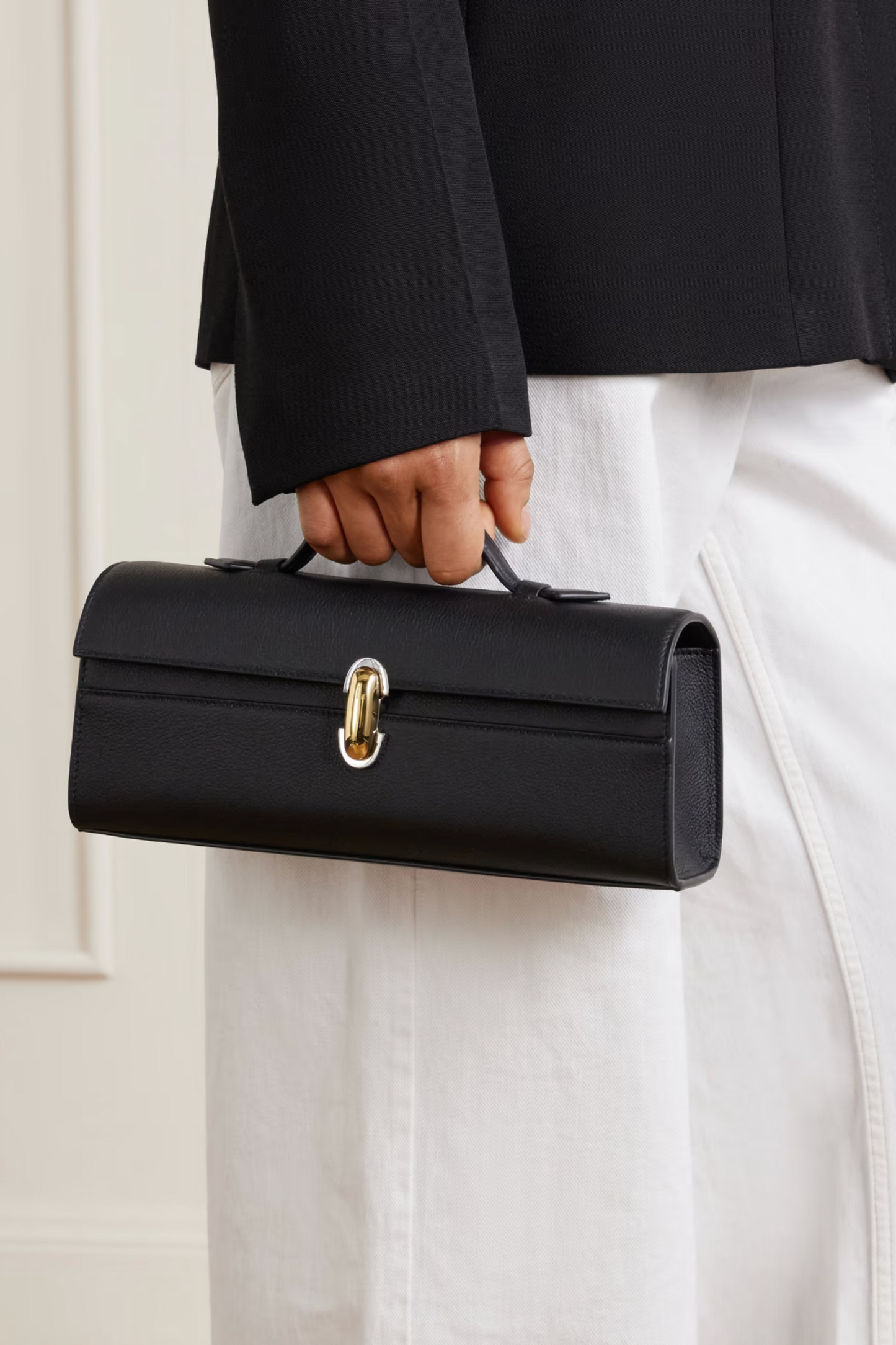 Slim Symmetry Pochette Textured-Leather Tote