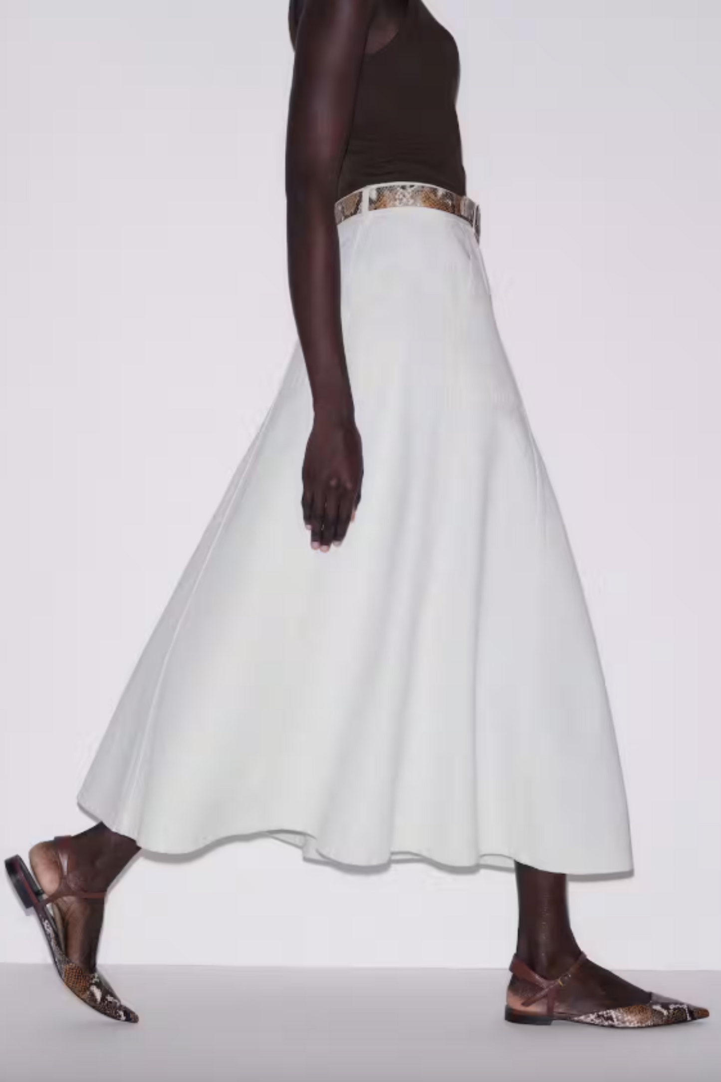 Lightweight Denim A-Line Maxi Skirt