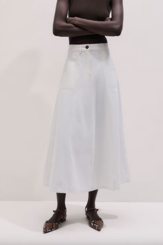 Lightweight Denim A-Line Maxi Skirt