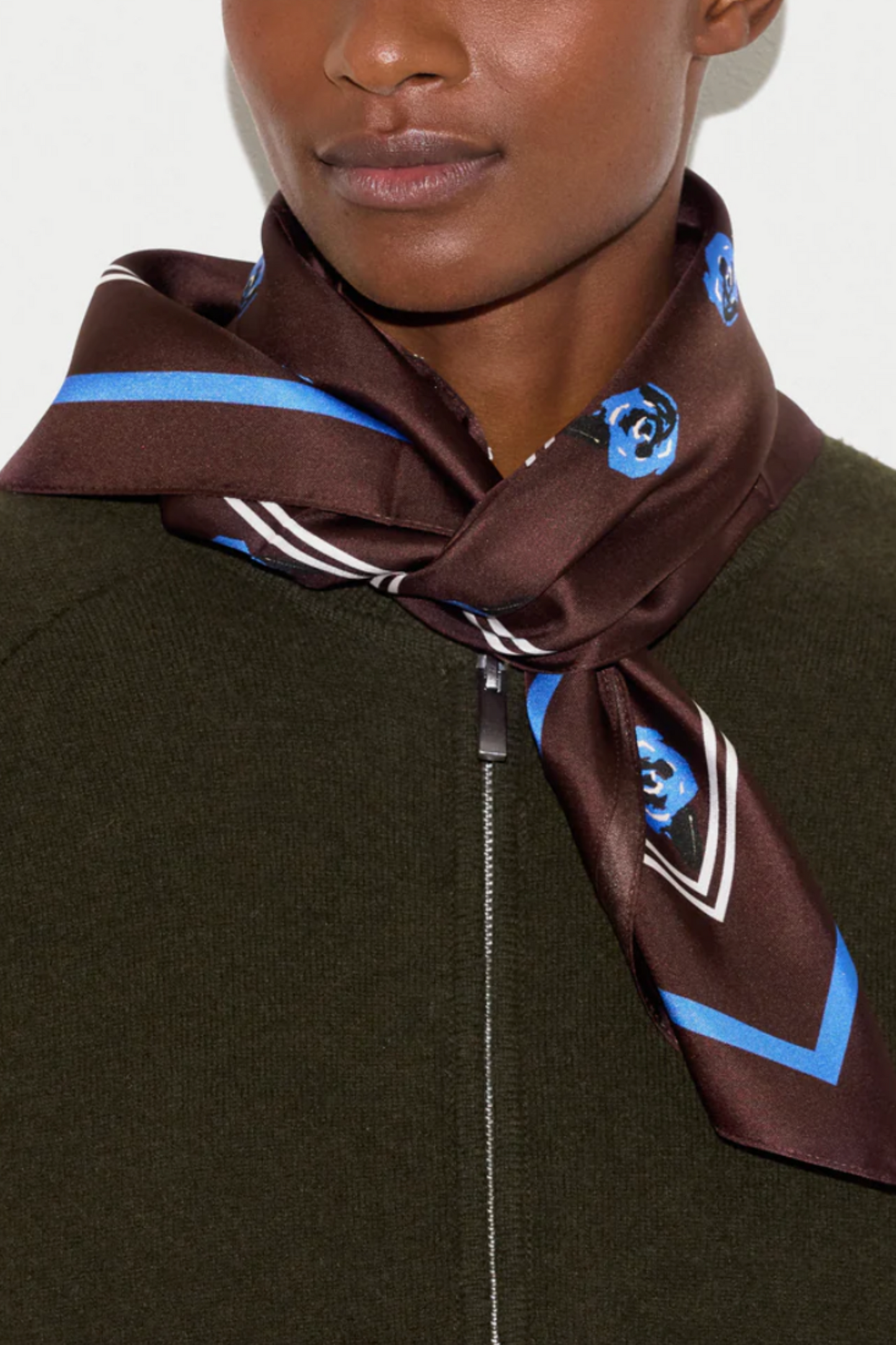 Mini Geo Rose Silk Twill Scarf