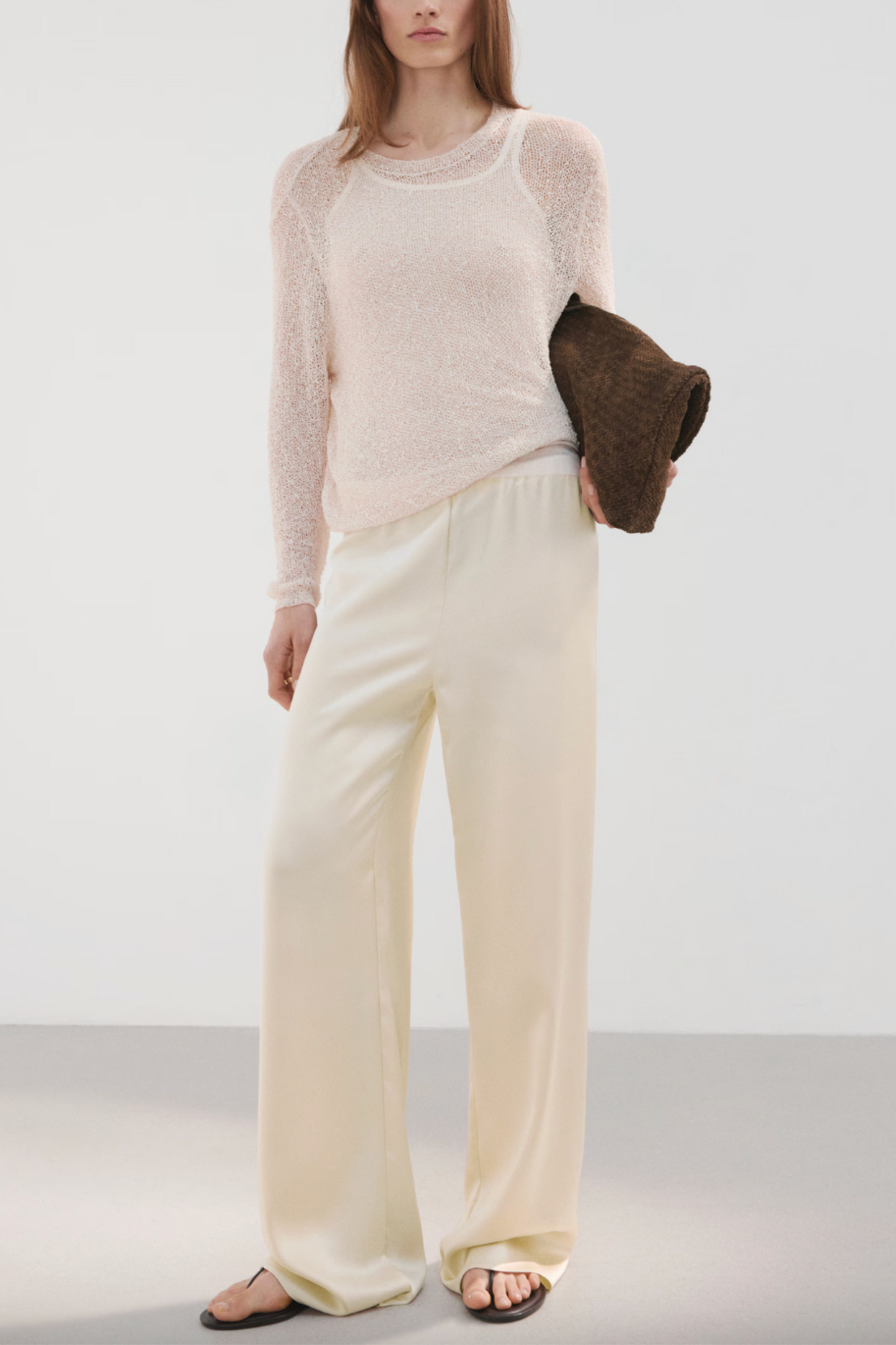 Satin Straight-Fit Trousers
