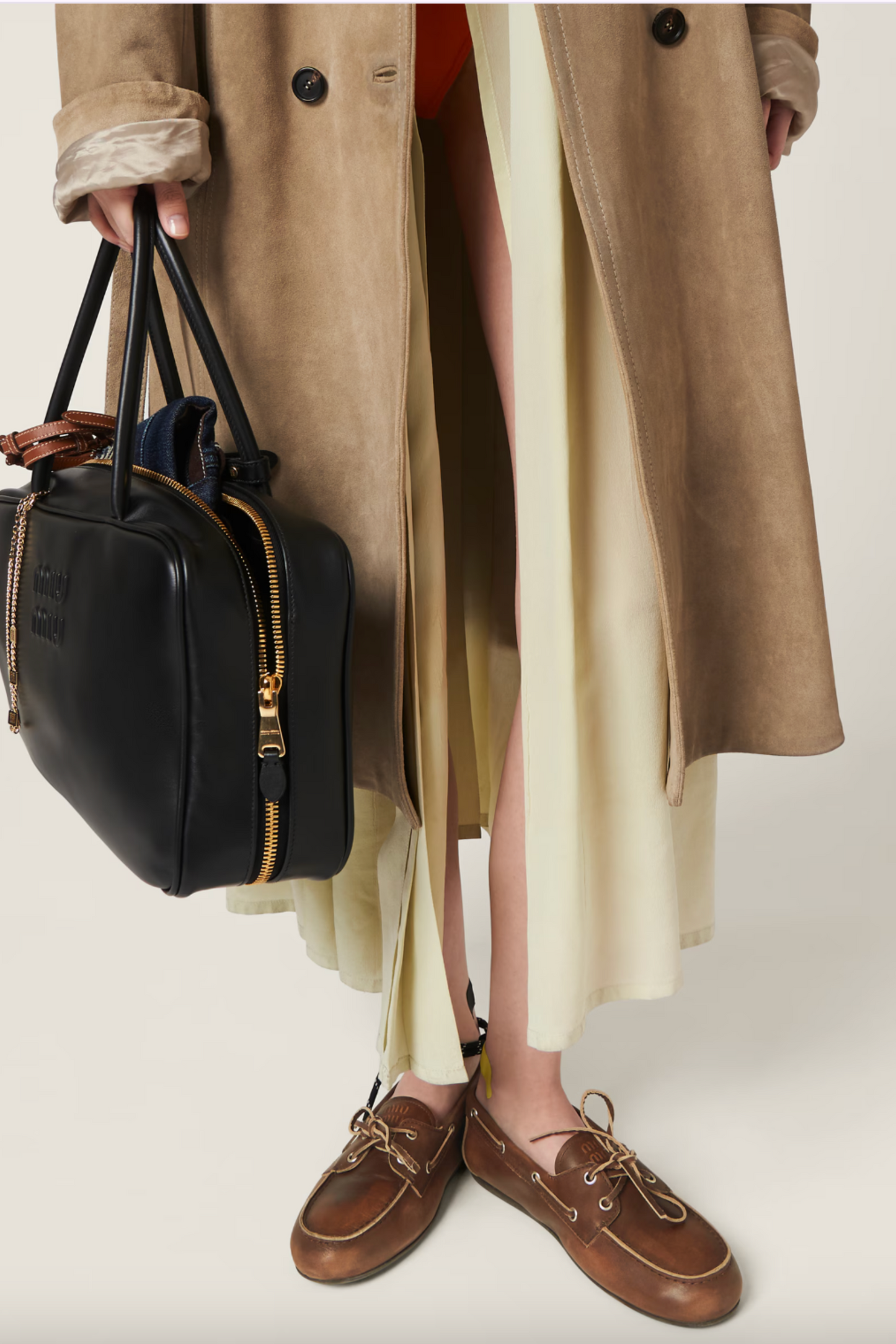Unlined Bleached Leather Boat Shoes