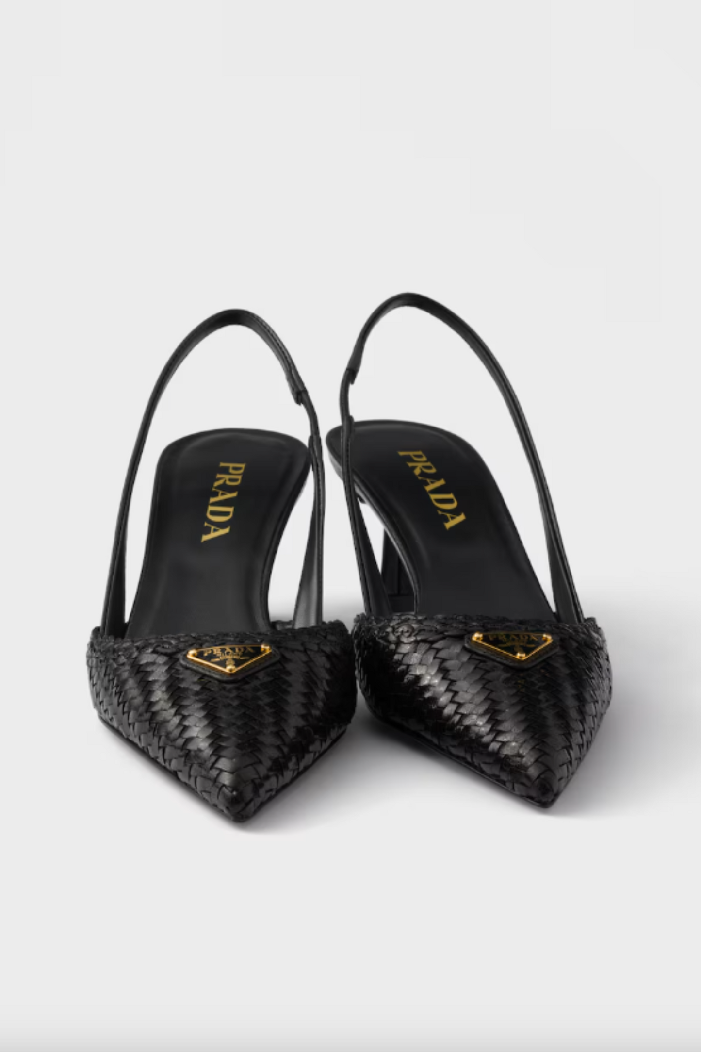 Woven Leather Slingback Pumps