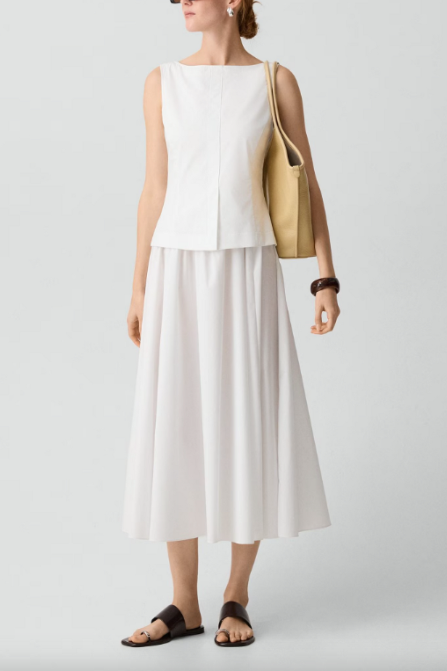 Boatneck Midi Dress in Relaxed Poplin