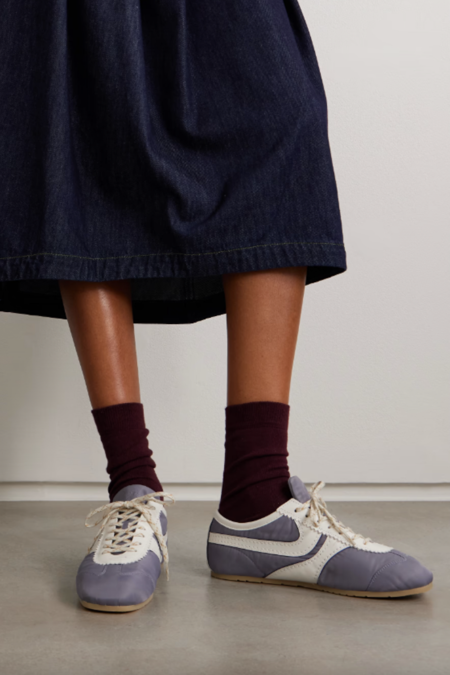Leather-Trimmed Shell Sneakers
