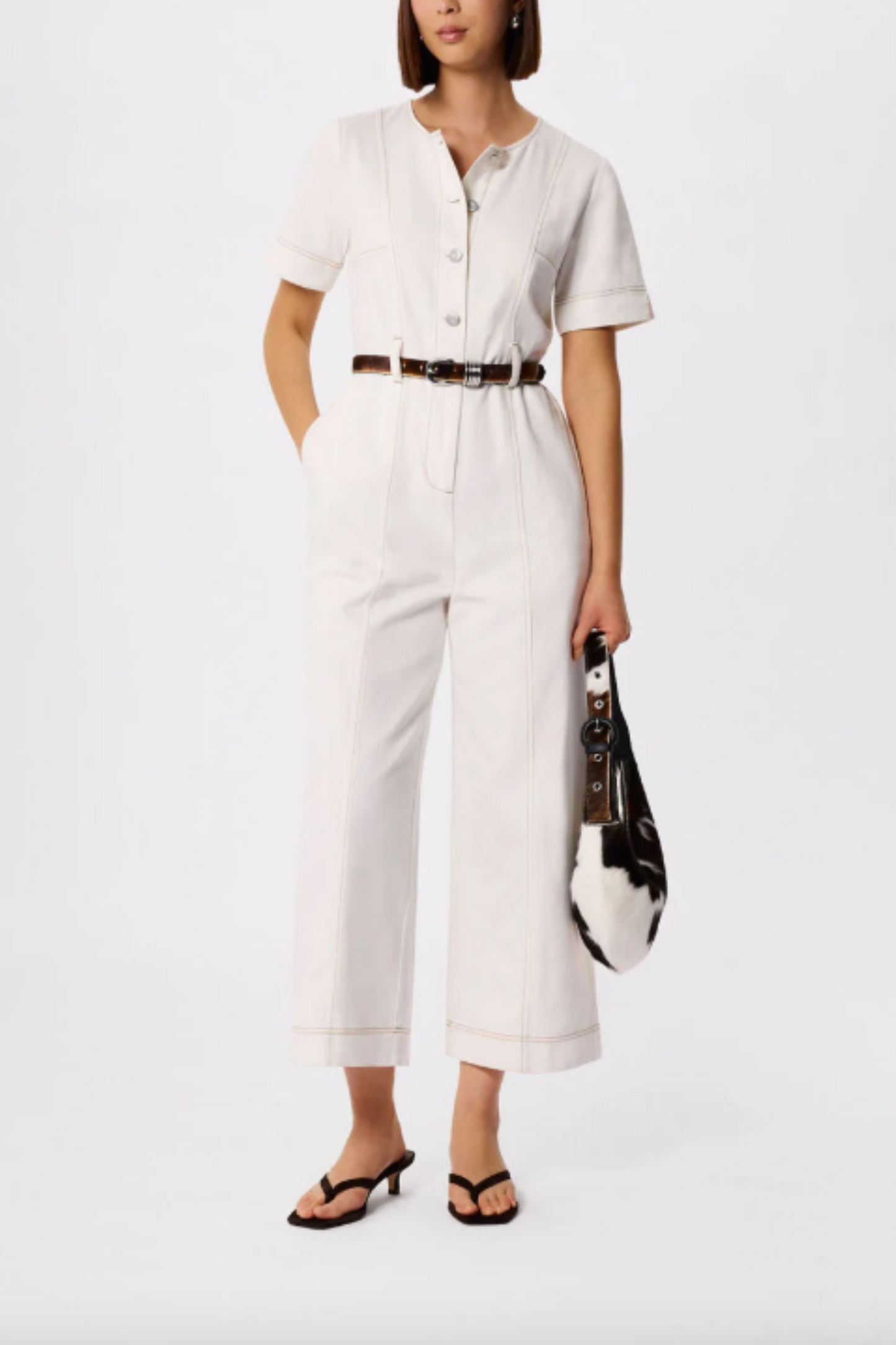 Ivory Button Down Jumpsuit
