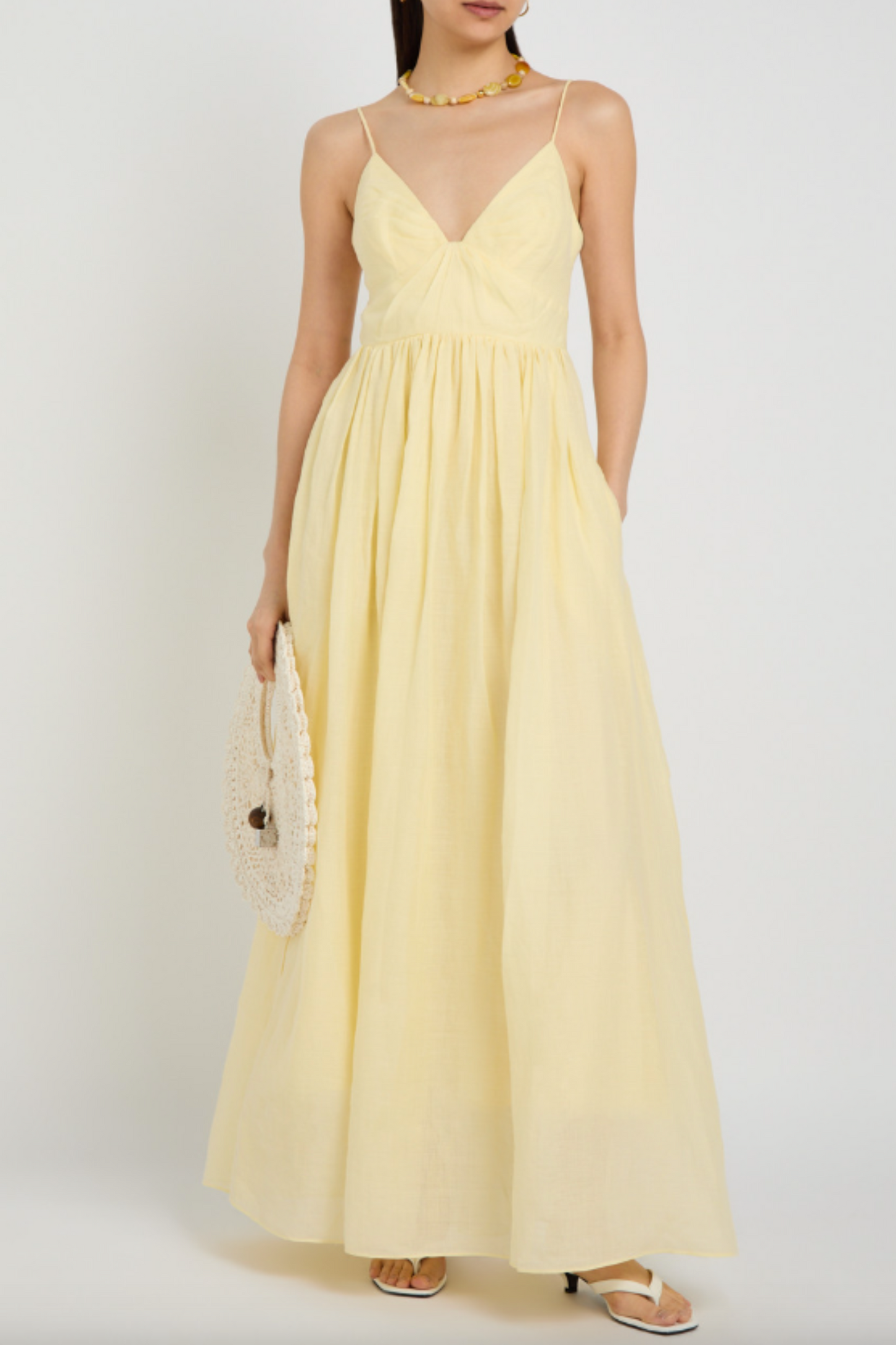 Vacation Pleated Ramie Maxi Dress