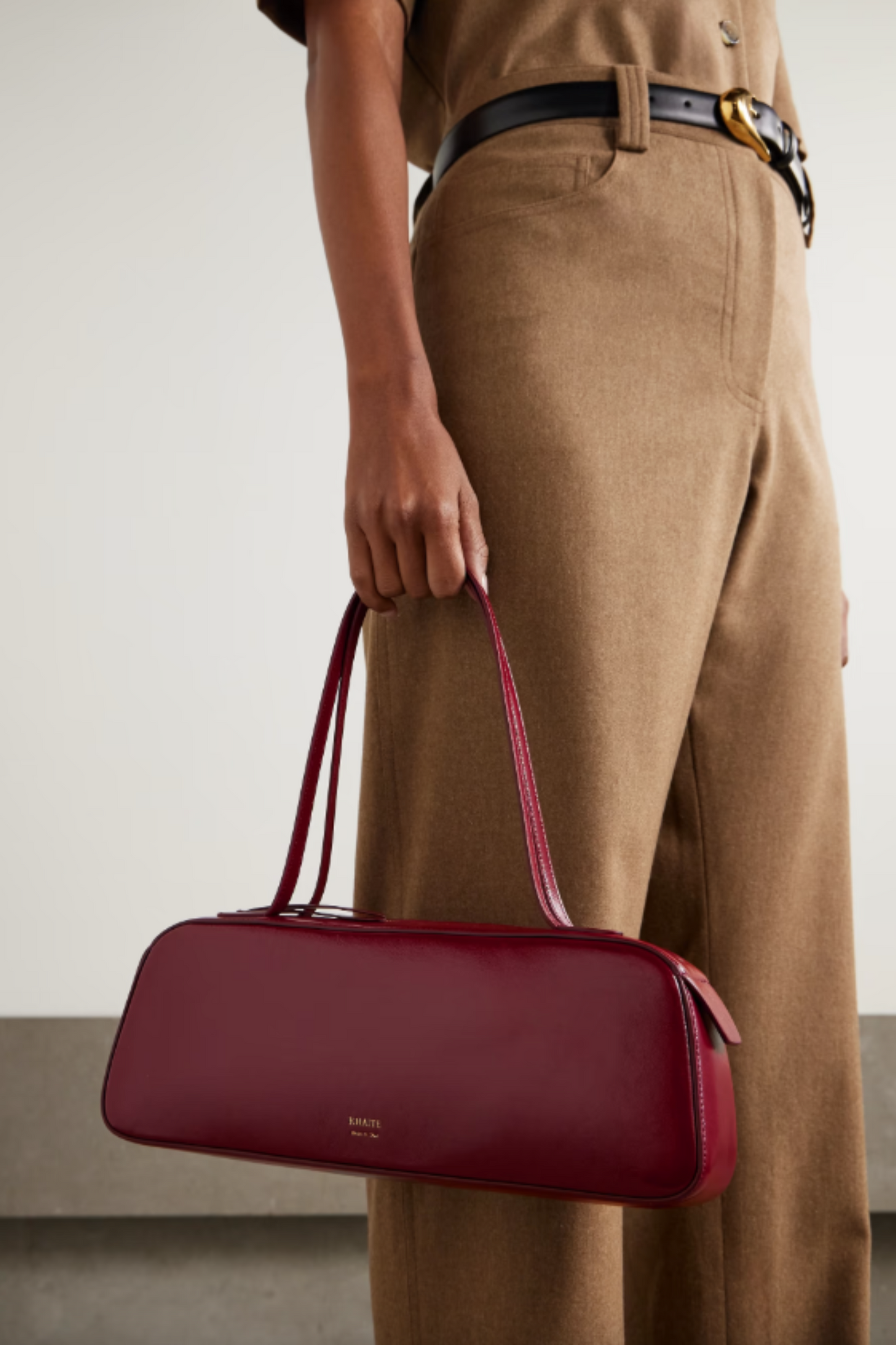 Simona Crinkled Patent-Leather Shoulder Bag