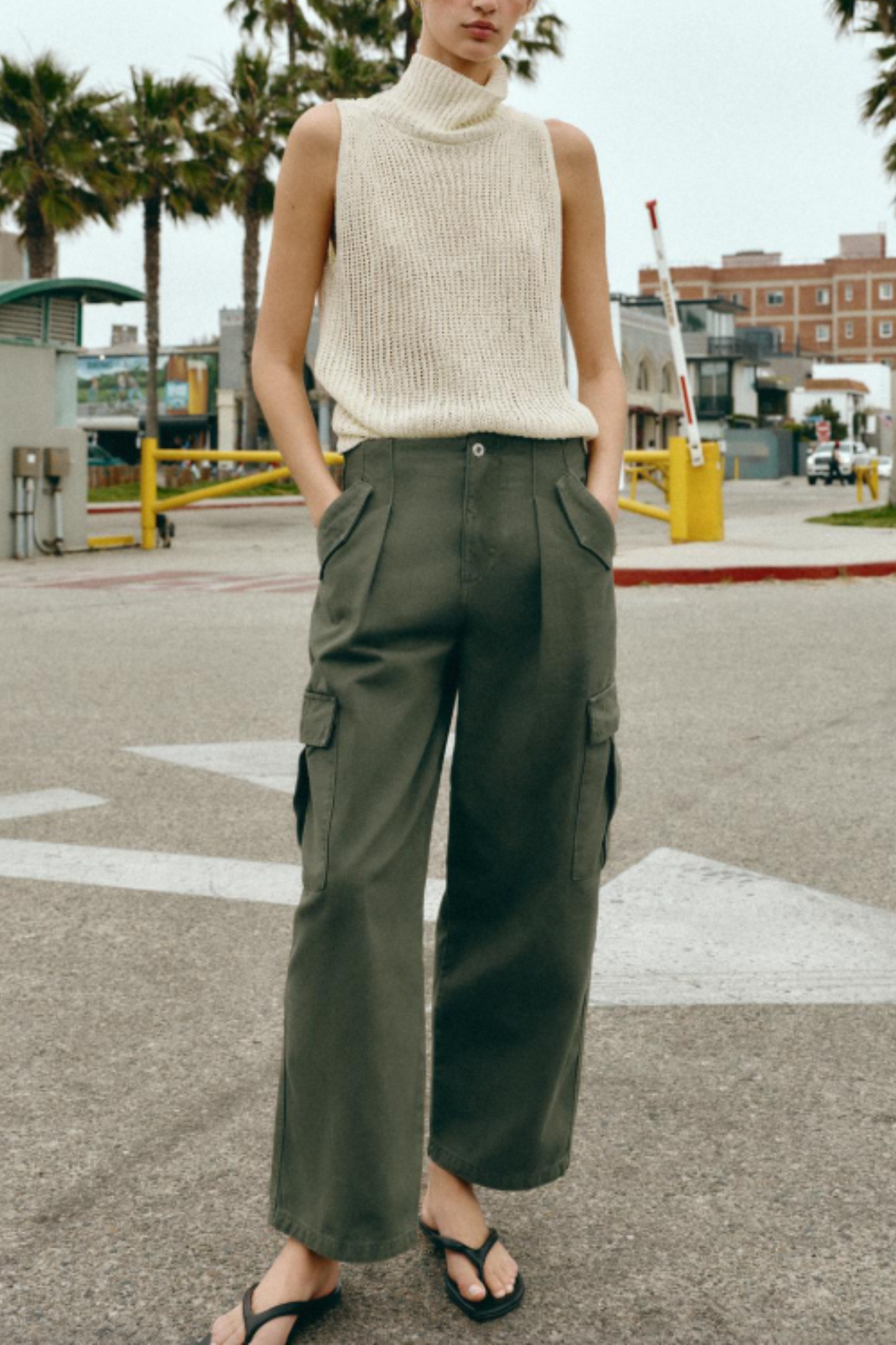 Mid-Waist Cargo Trousers