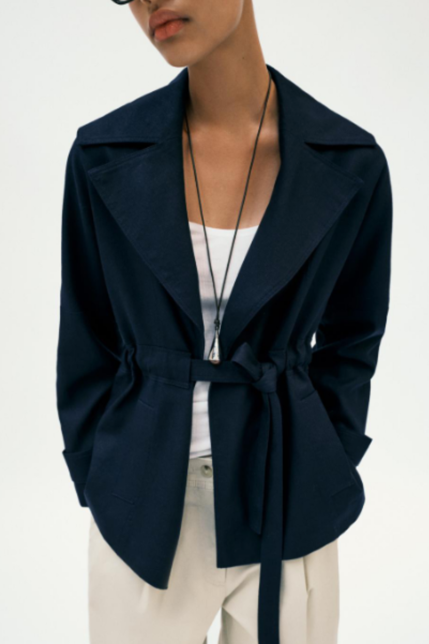 Belted Linen Blend Trench Coat