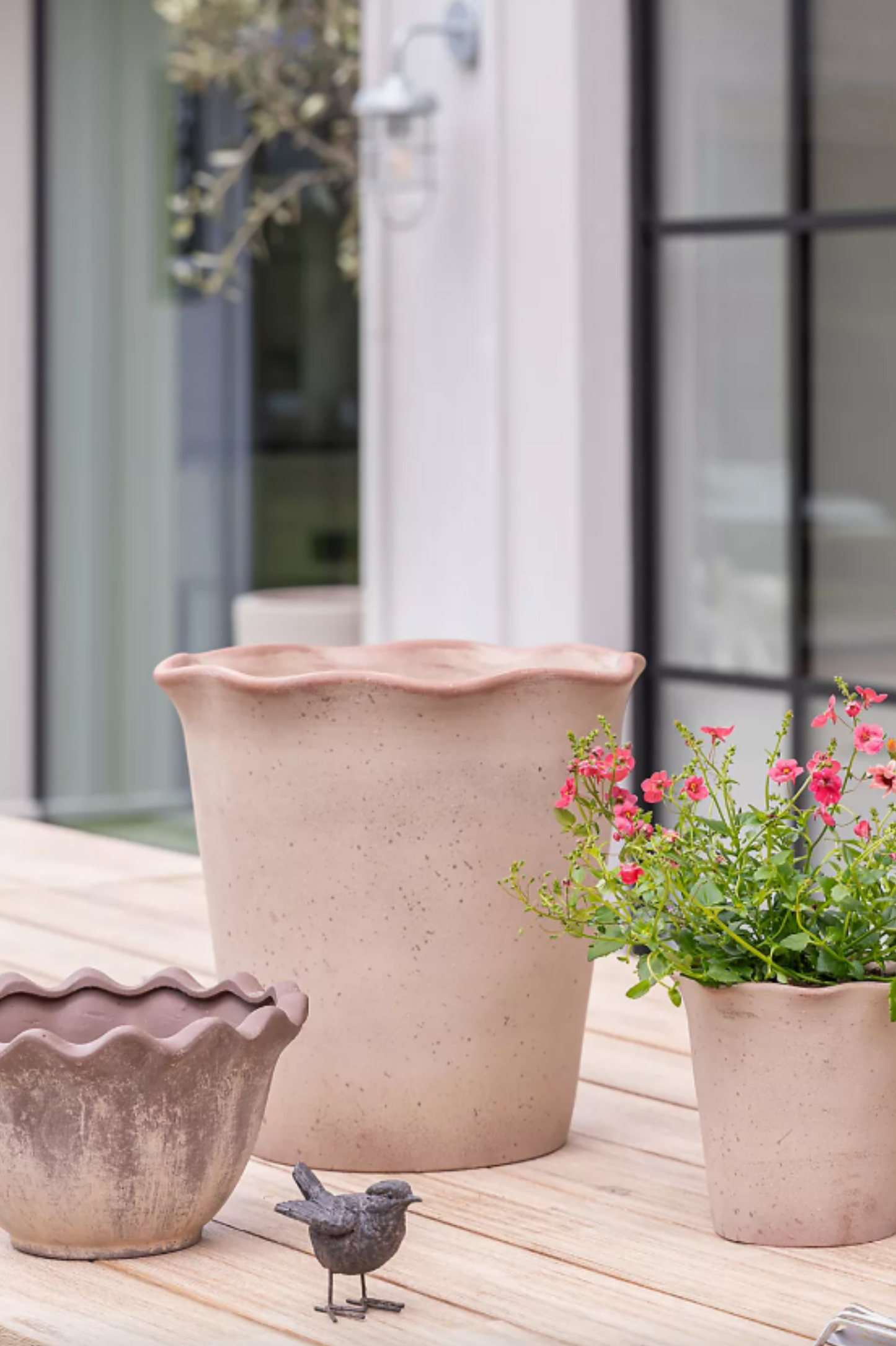 Ada Scalloped Edge Bowl Plant Pots, Set of 2