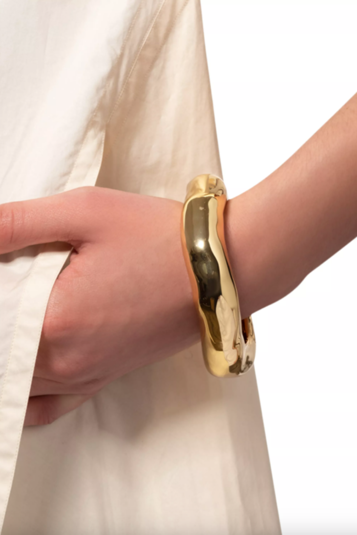 14ct Gold-Plated Large Molten Bangle Bracelet