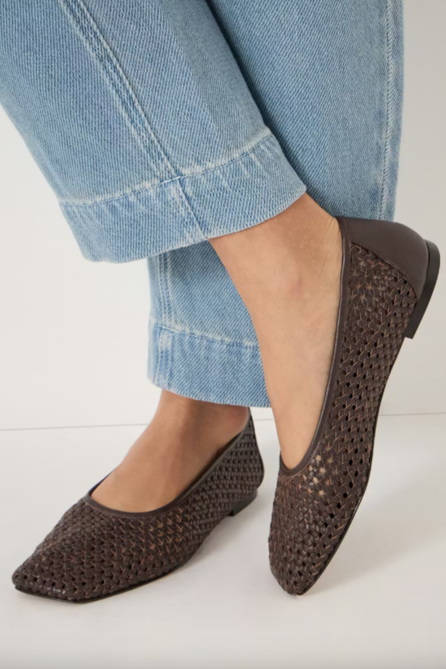 Lumen Leather Weave Ballet Flats