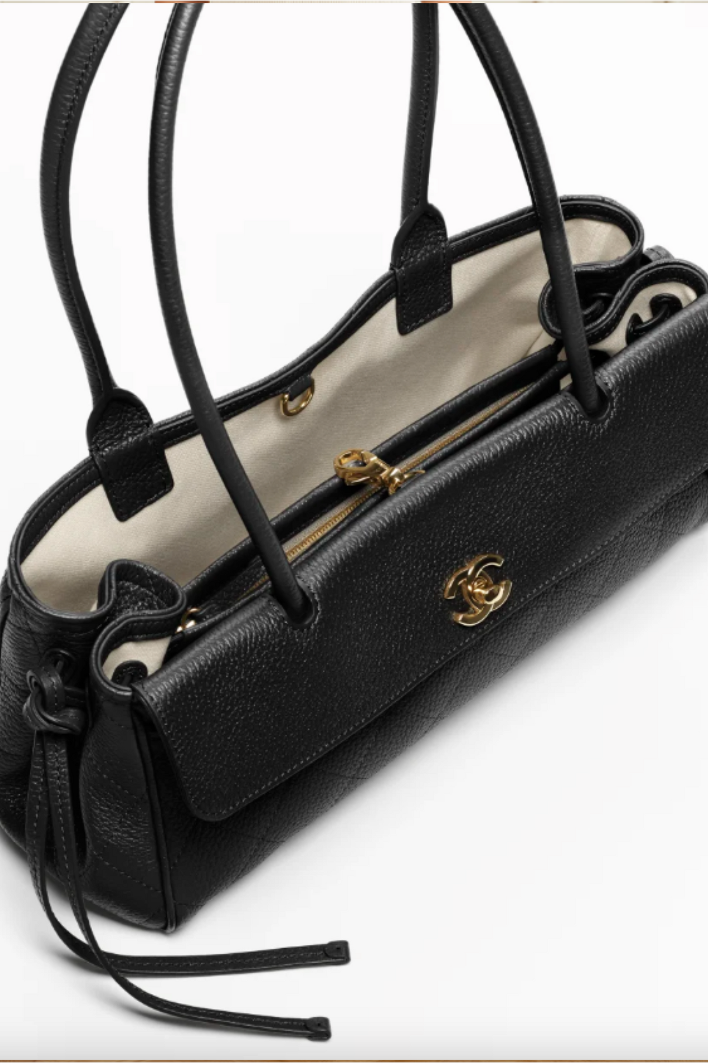 Grained Calfskin & Gold-Tone Metal Small Tote