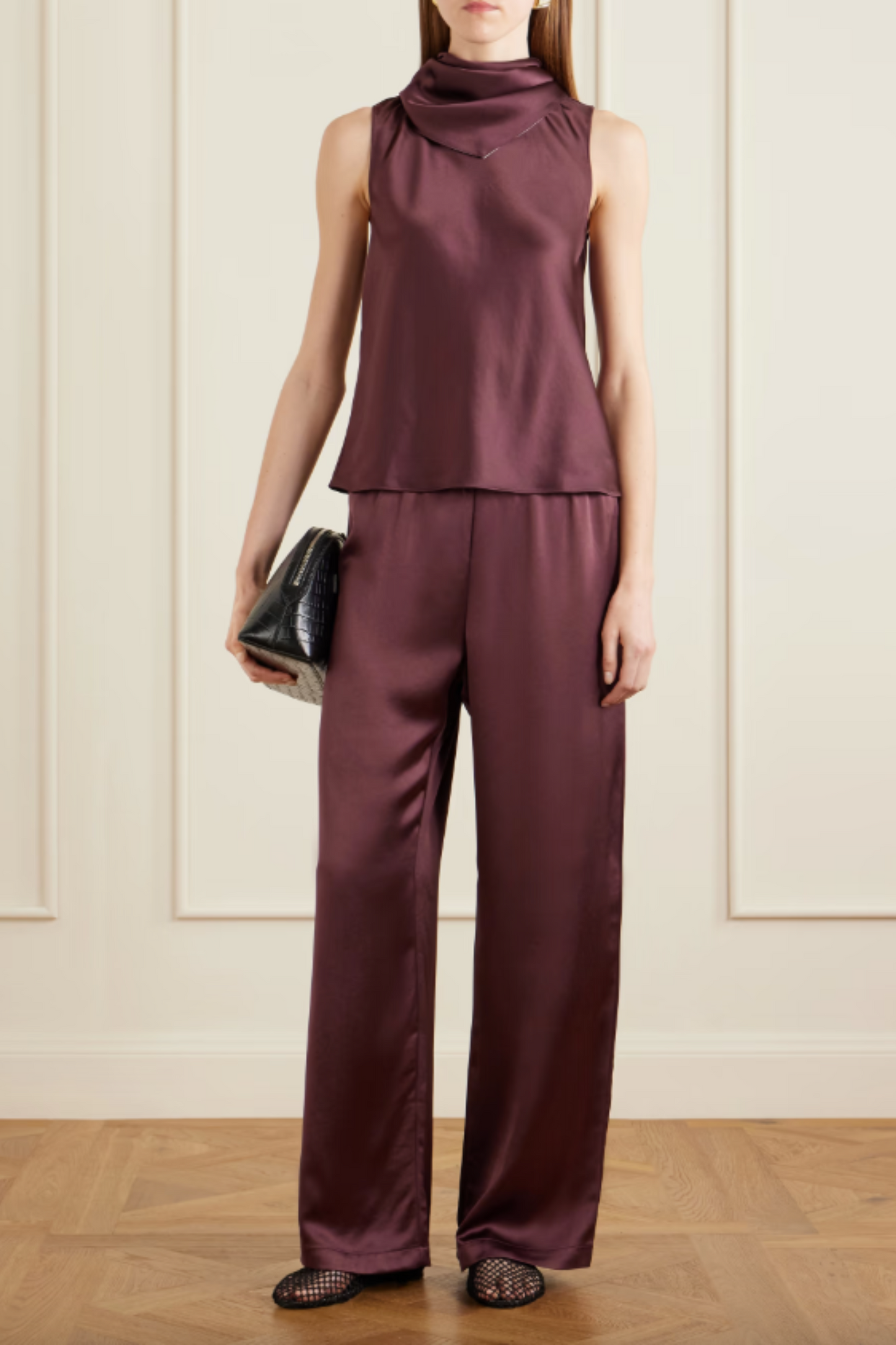 Barb Satin Wide-leg Pants