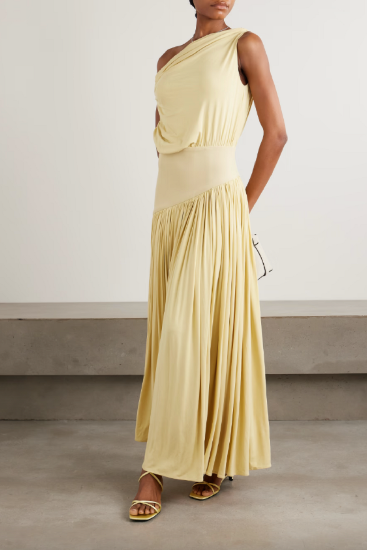 Gwen Asymmetric Draped Jersey-Trimmed Stretch-Bamboo Maxi Dress
