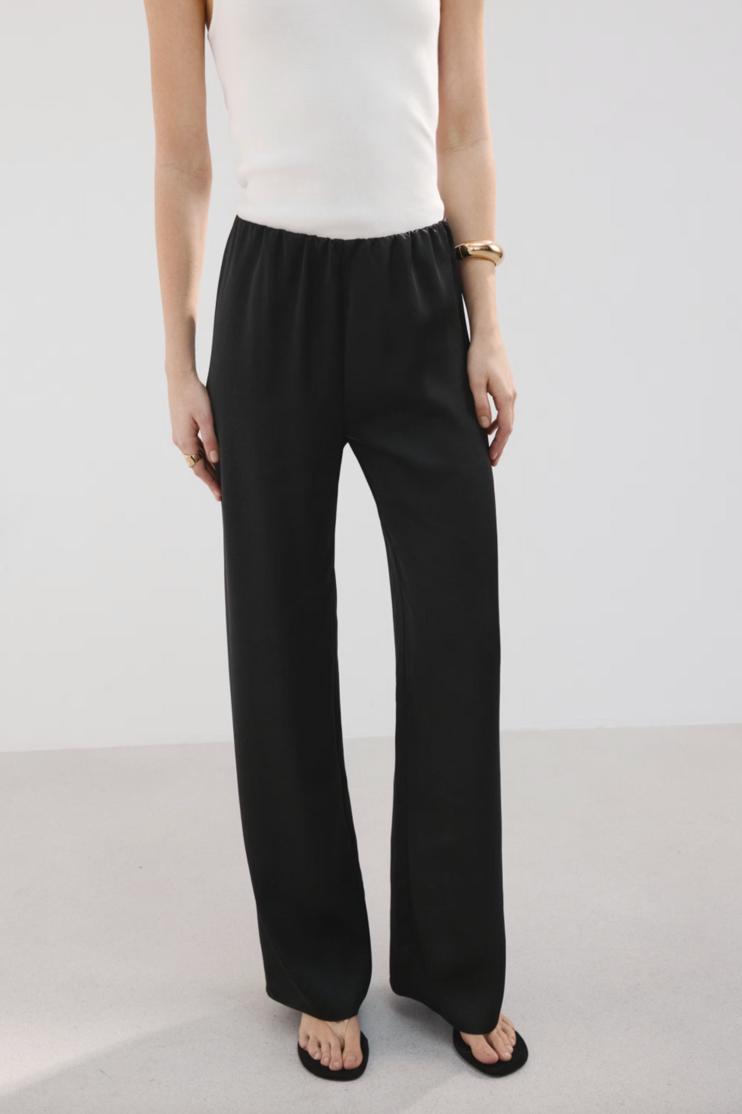 Satin Straight-fit Trousers