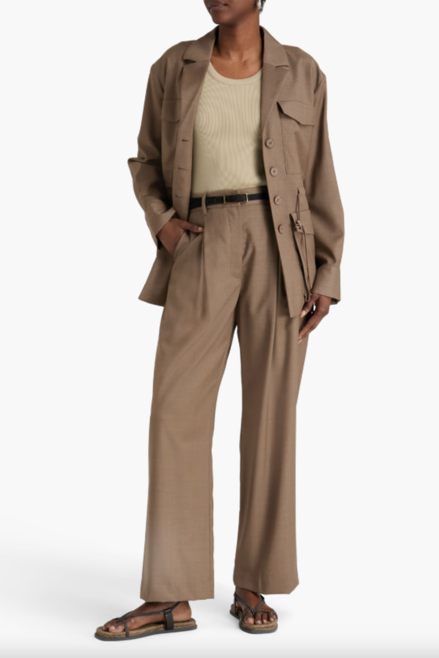 Goddard Pleated Wool Wide-Leg Pants