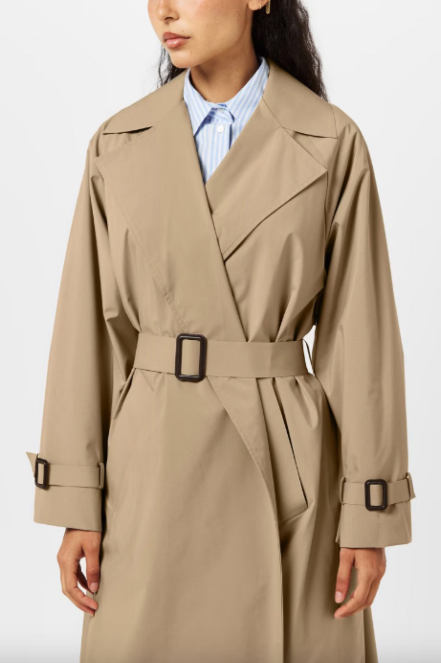 Fatto Water-Repellent Double-Breasted Long Sleeve Trench Coat