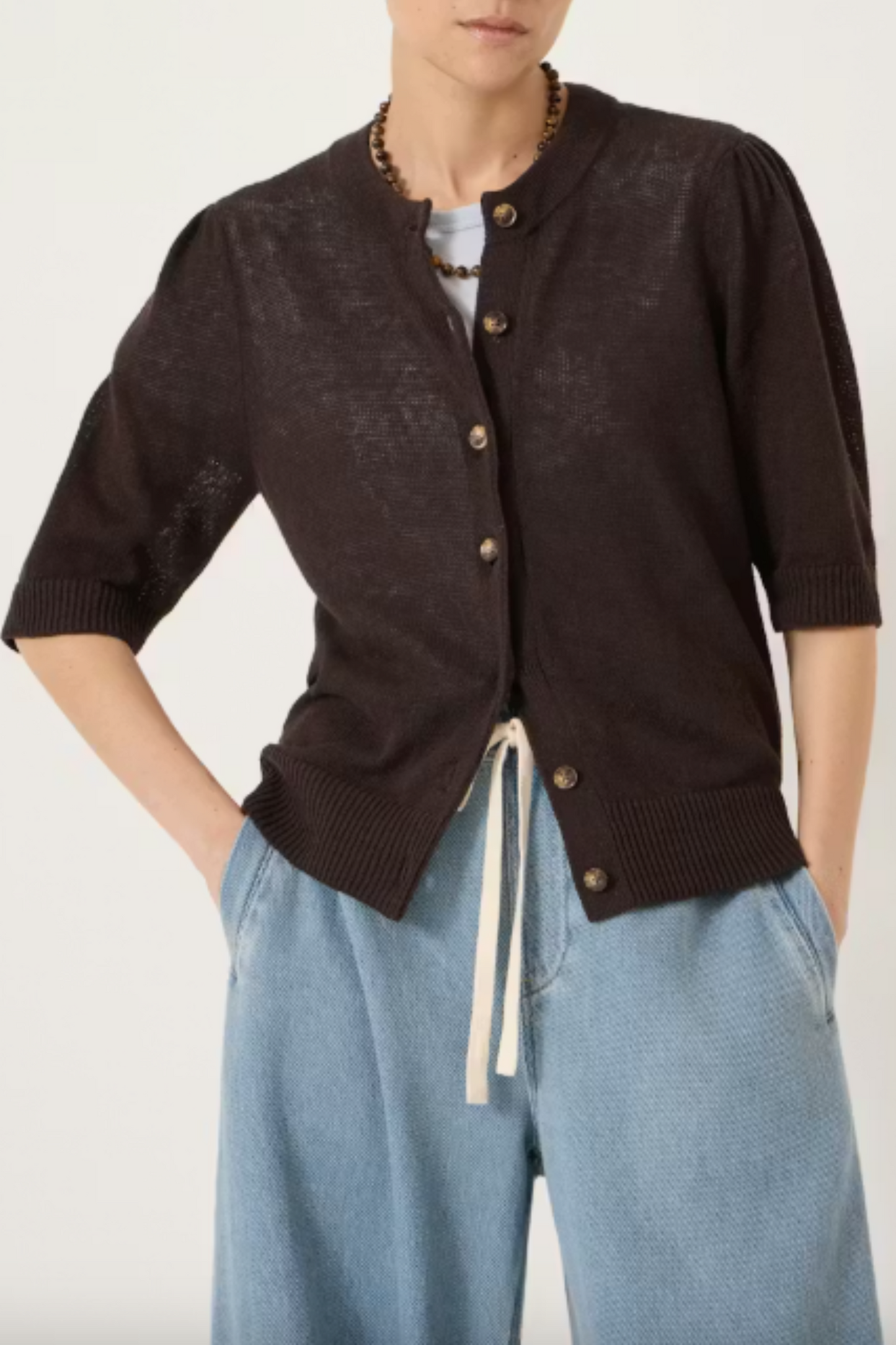 Celeste Short Sleeve Linen Blend Cardigan