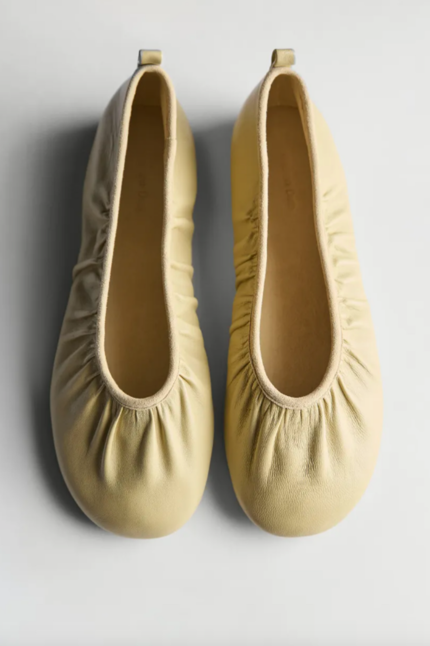 Soft Leather Ballet Flats with Gathered Detail