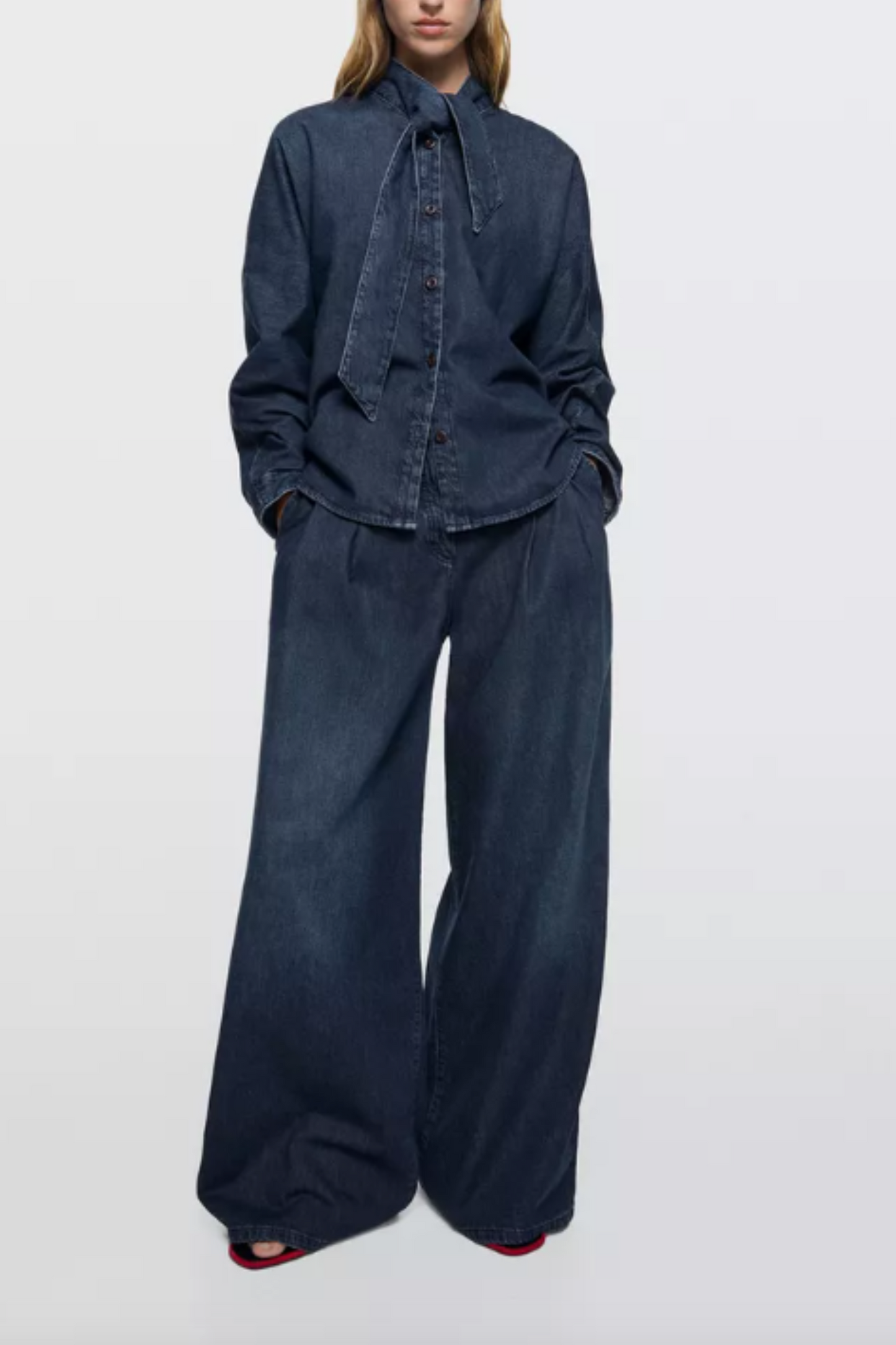 Denim Shirt with Collar Detail