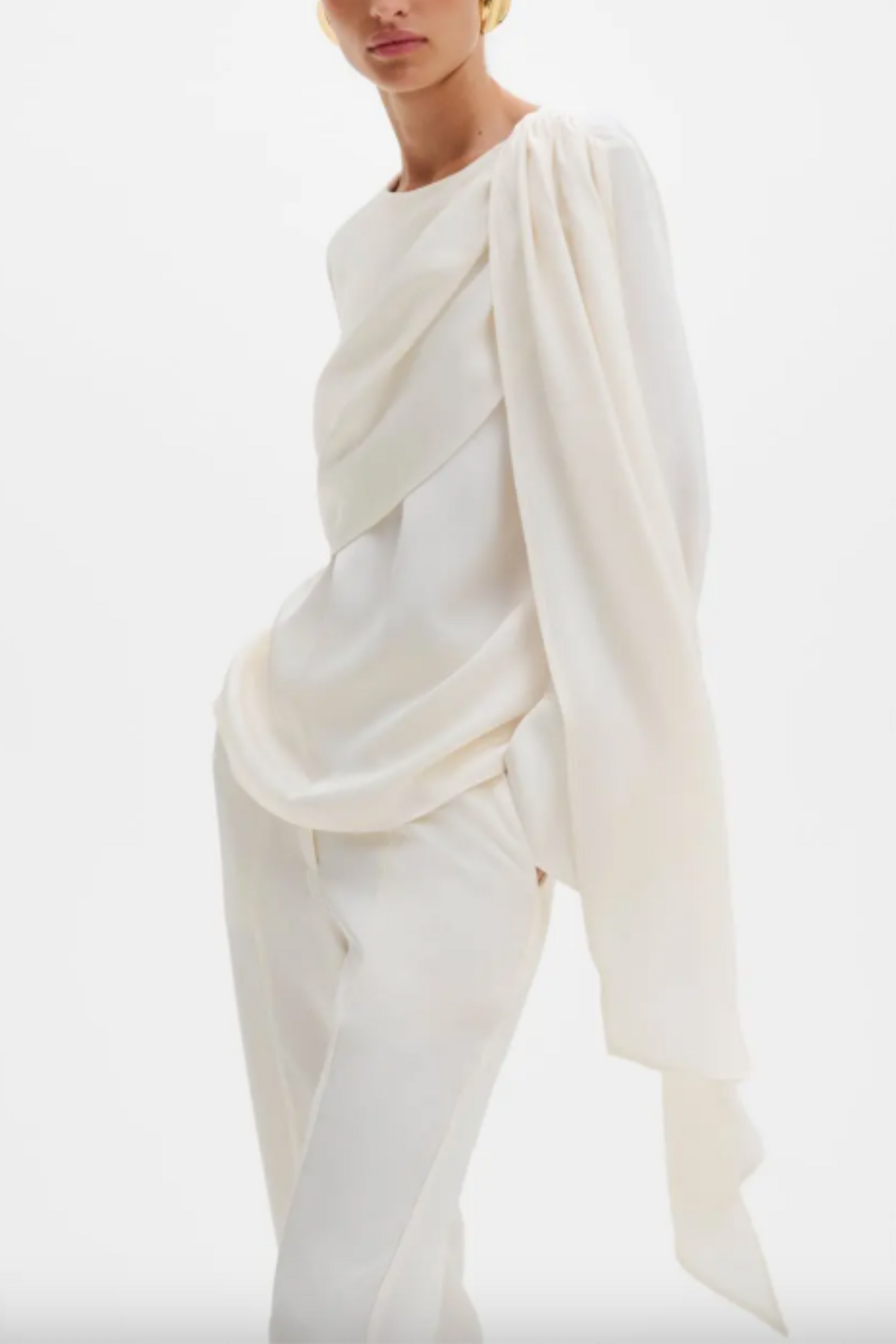 Long Sleeved Blouse with Cape Detail
