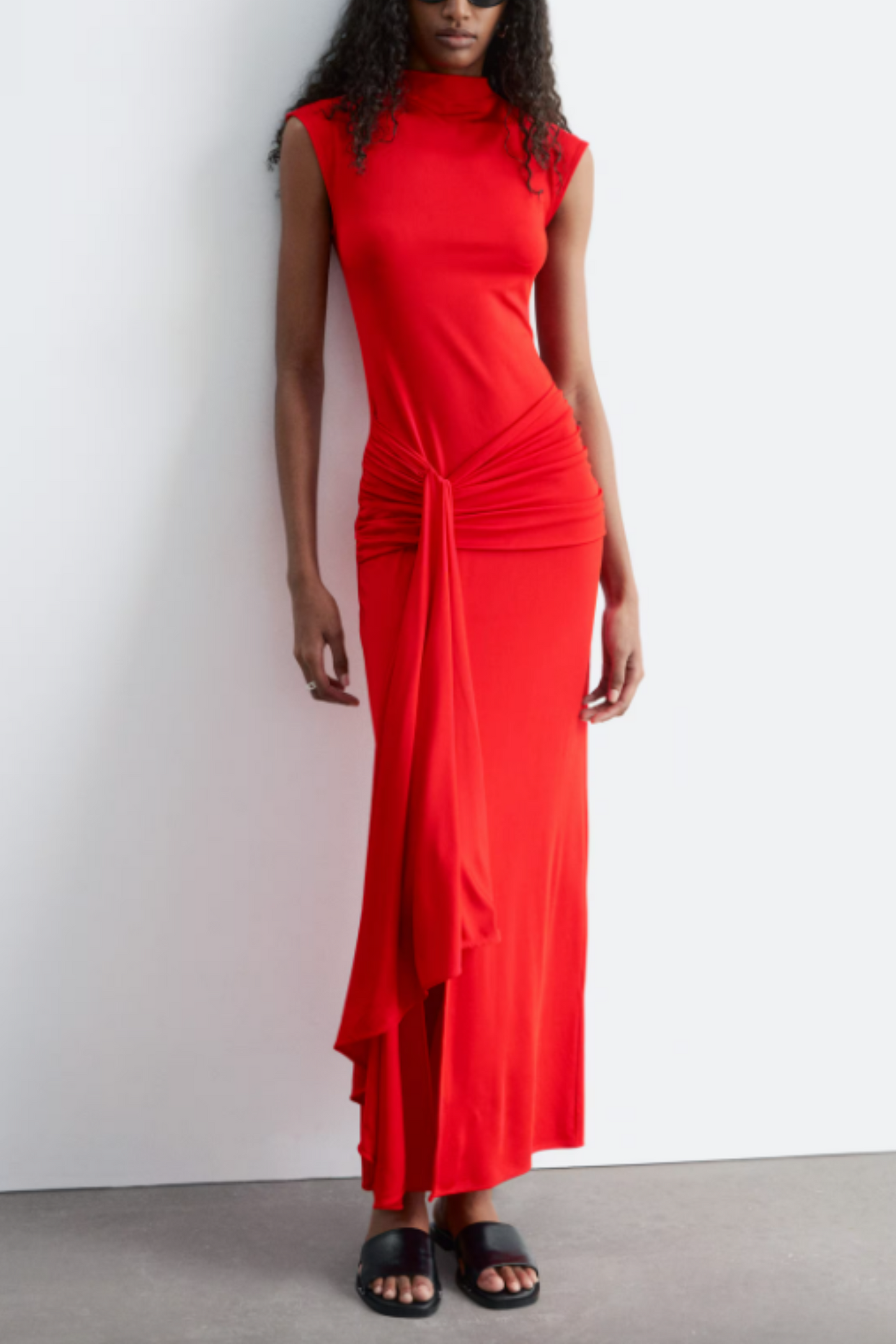 Wrap-Front Midi Dress