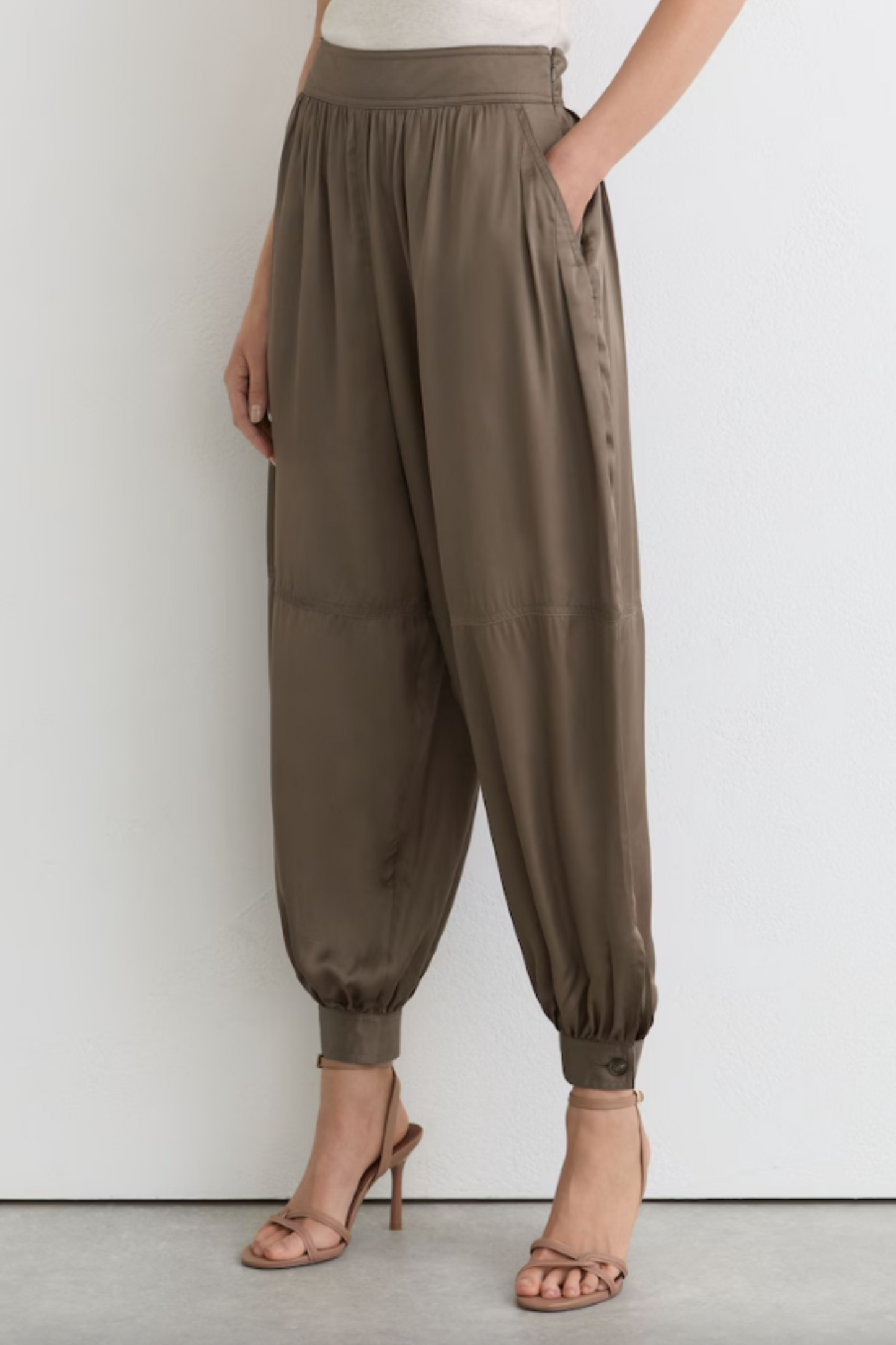Satin Balloon-Leg Trousers