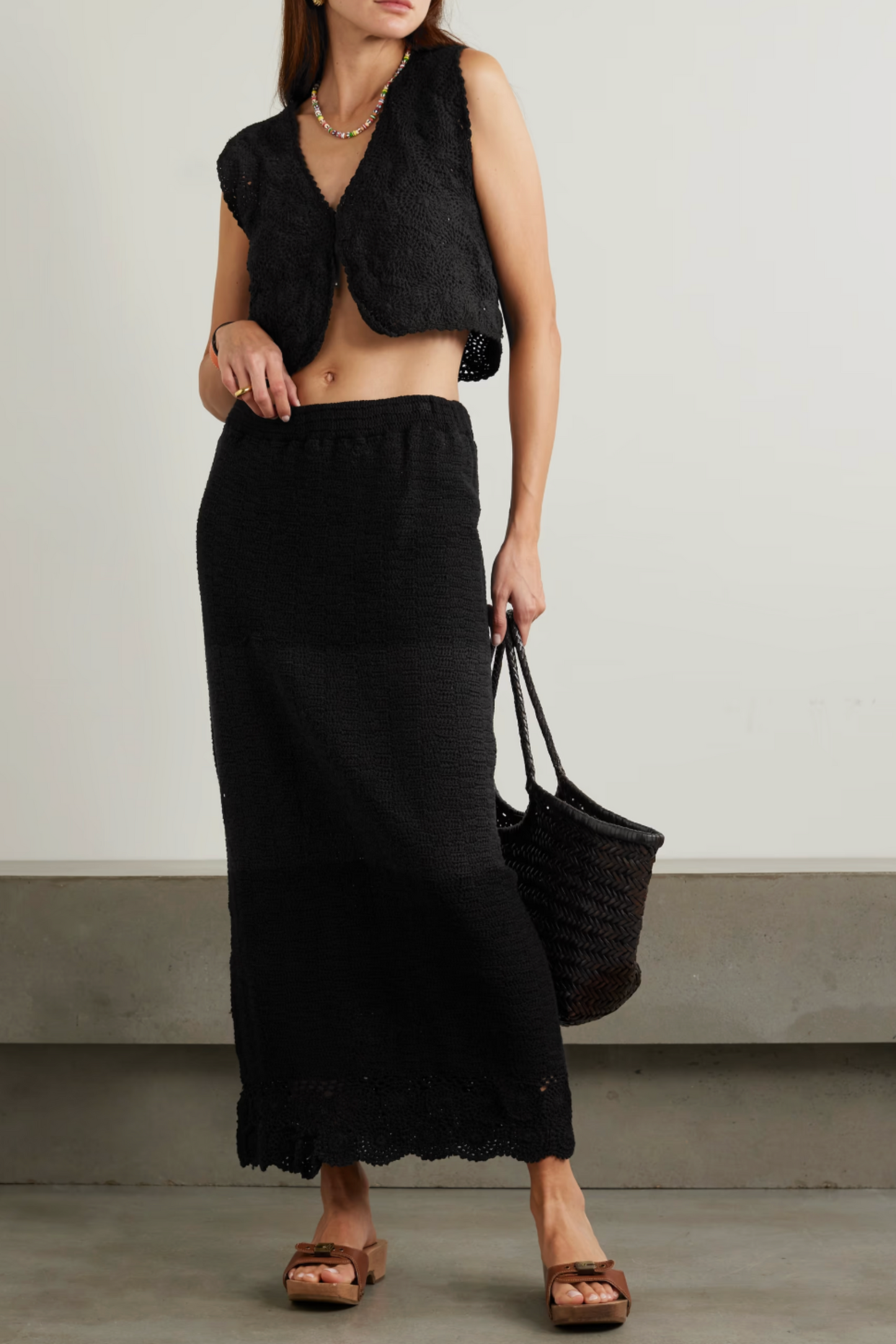 + NET SUSTAIN Lula Crocheted Cotton Midi Skirt