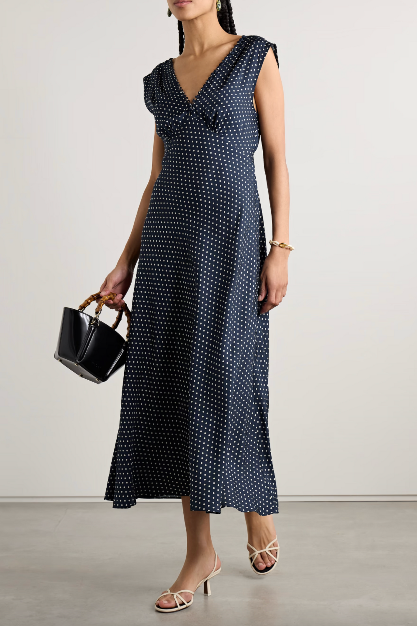 Tahlia Belted Polka-dot Silk-blend Twill Midi Dress