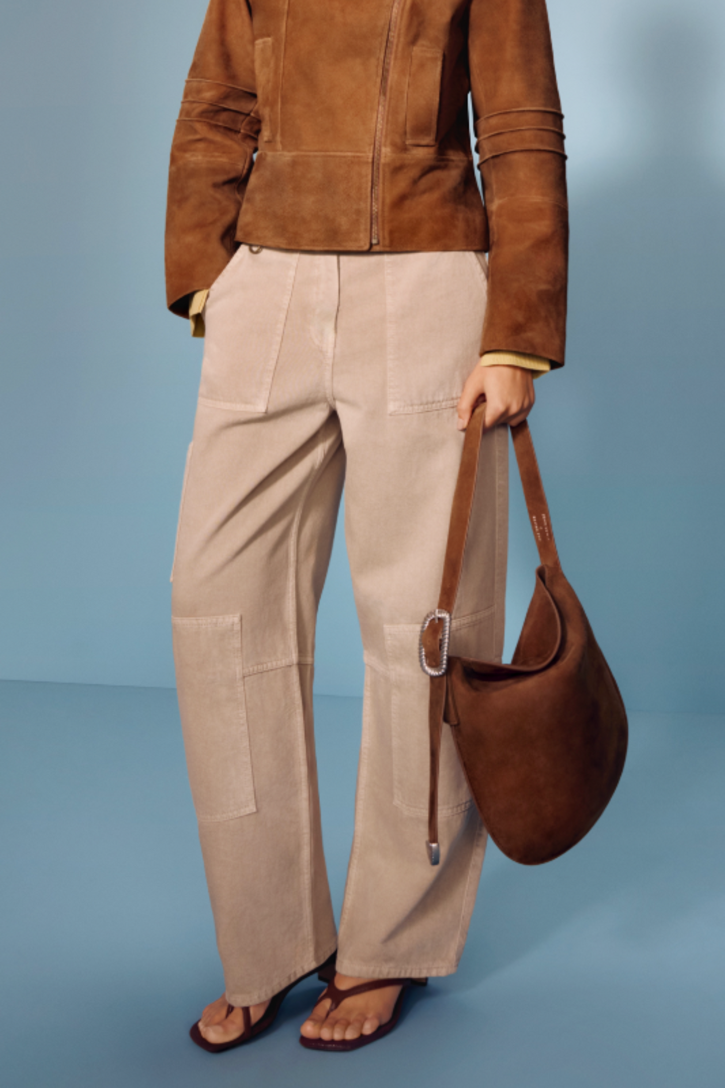 Suede Medium Hobo Belt Strap Shoulder Bag