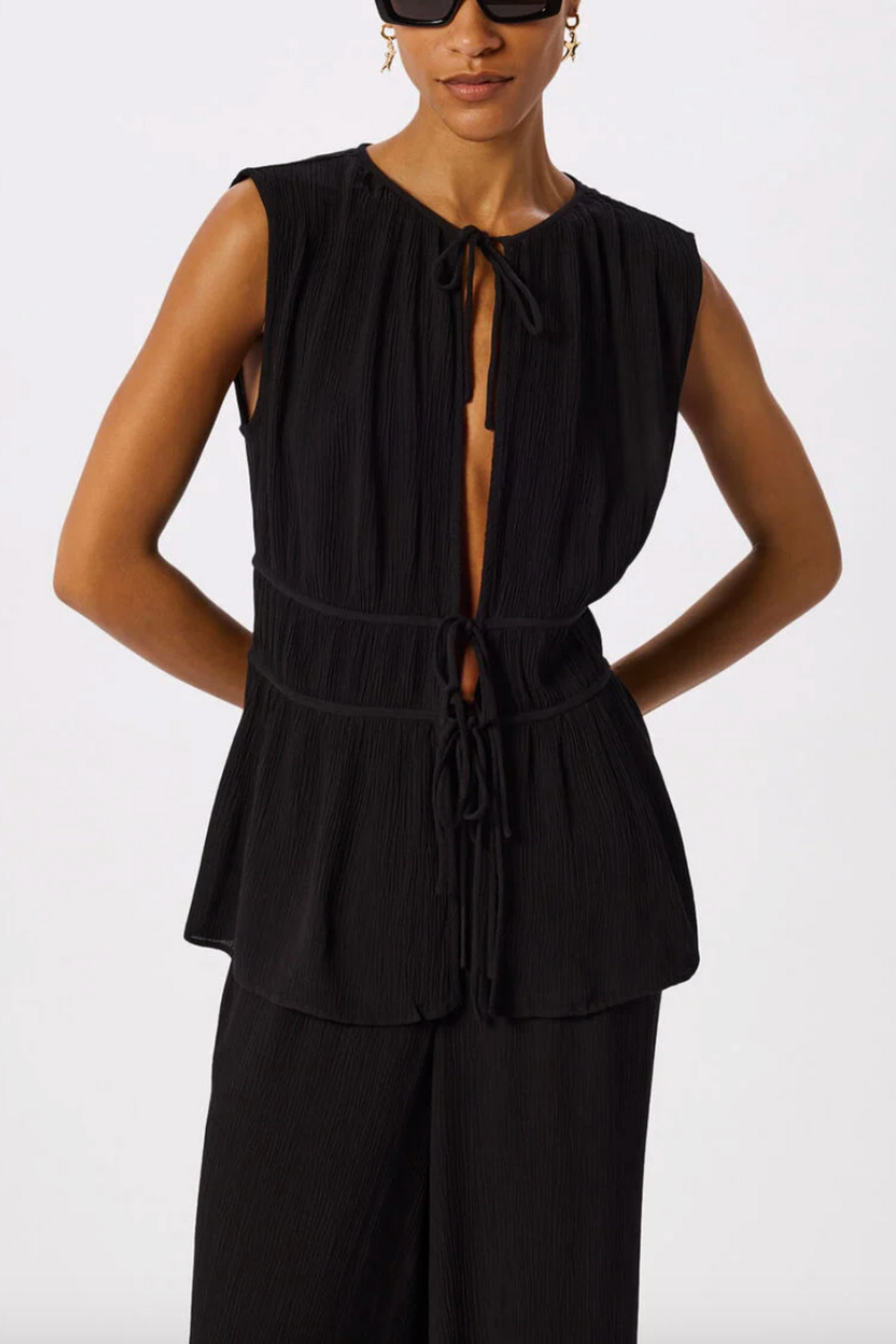 Black Tie Front Beach Top