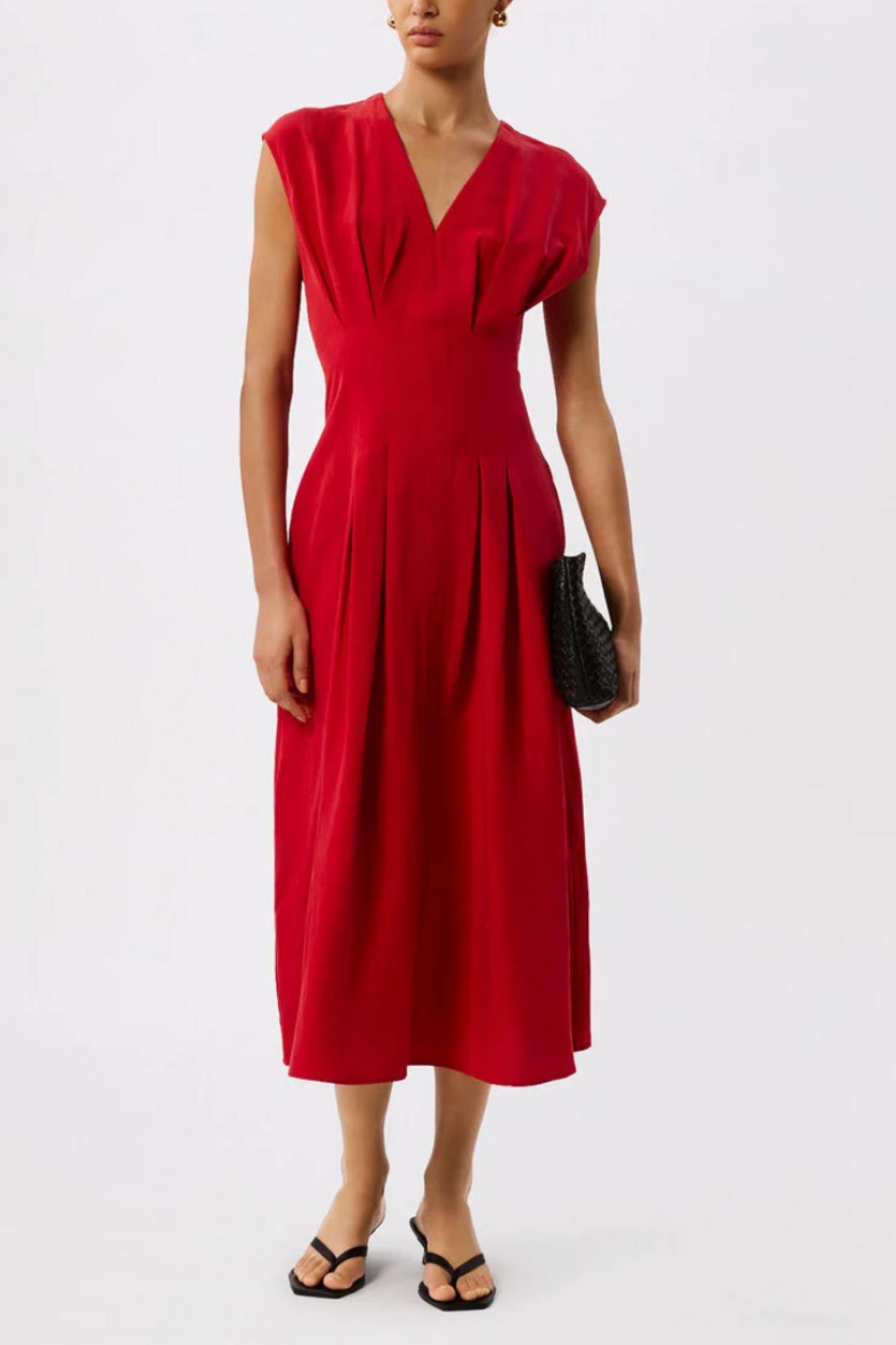 Red Panel Linen Blend Dress
