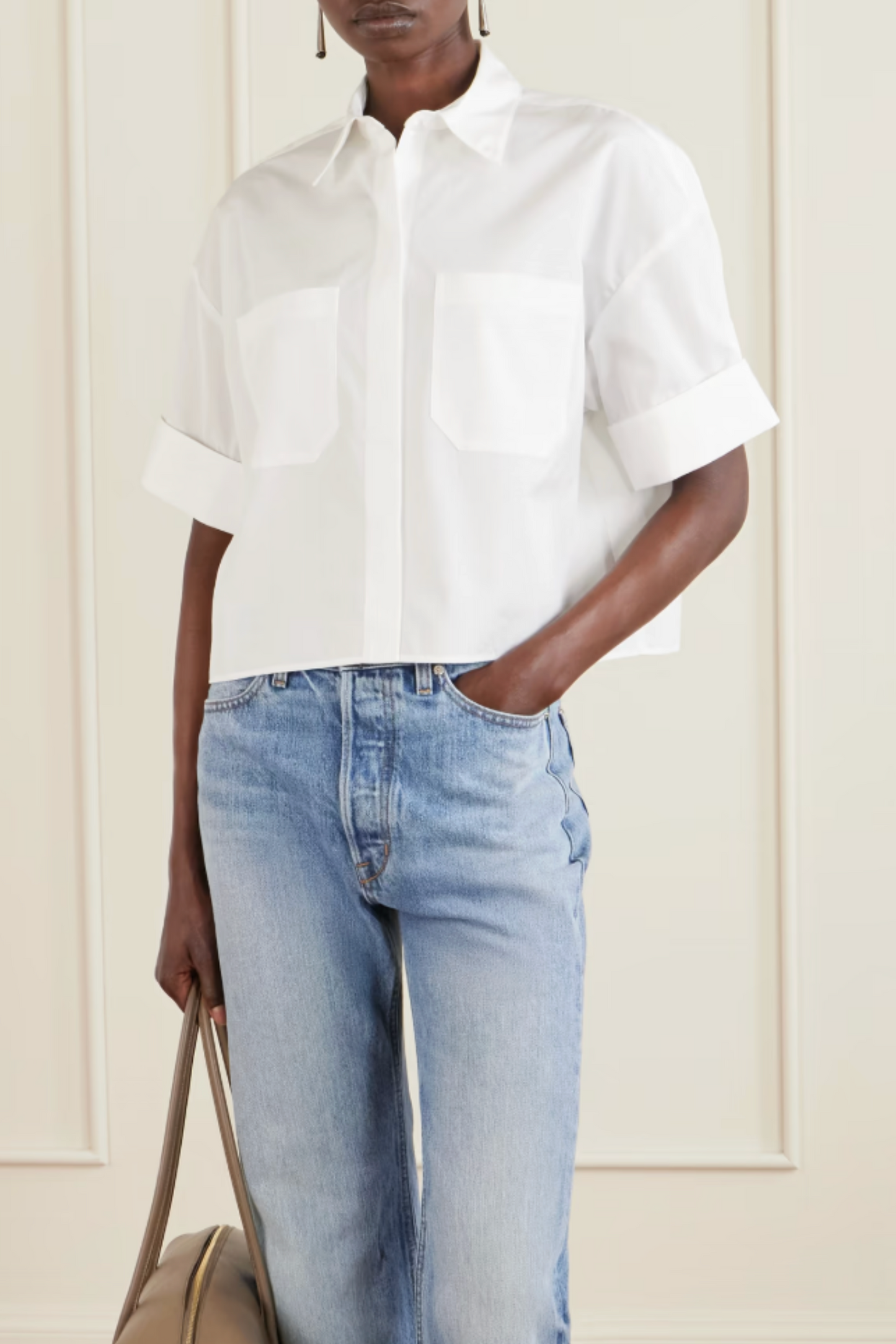 My Newest Mistake Cropped Cotton-poplin Shirt