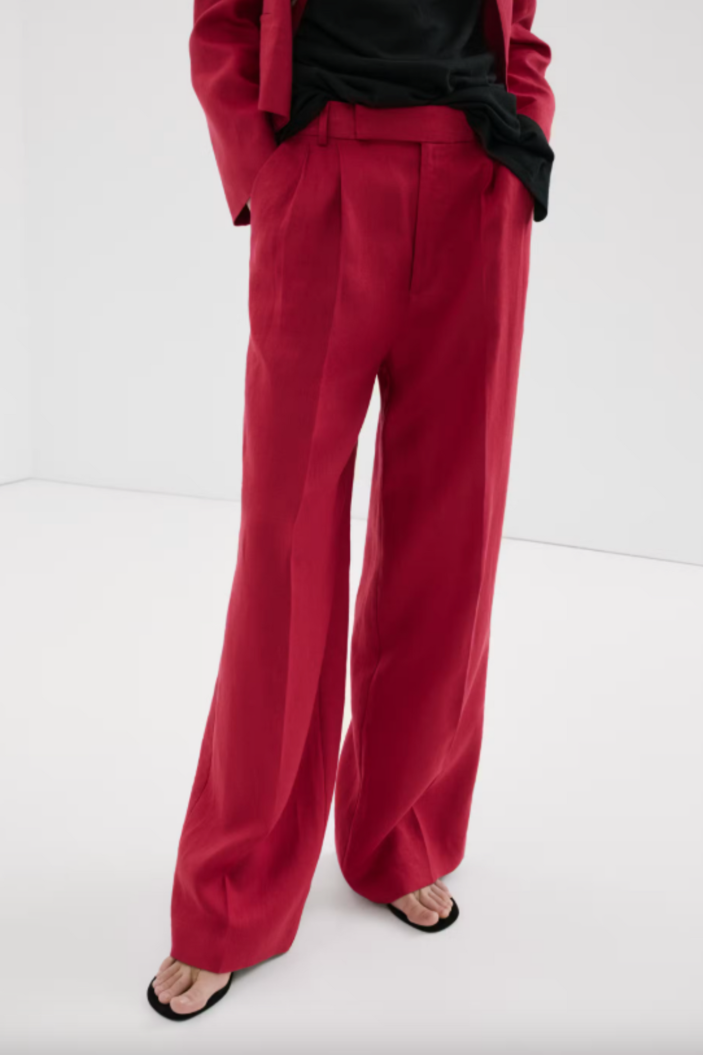 Straight Linen-Blend Trousers